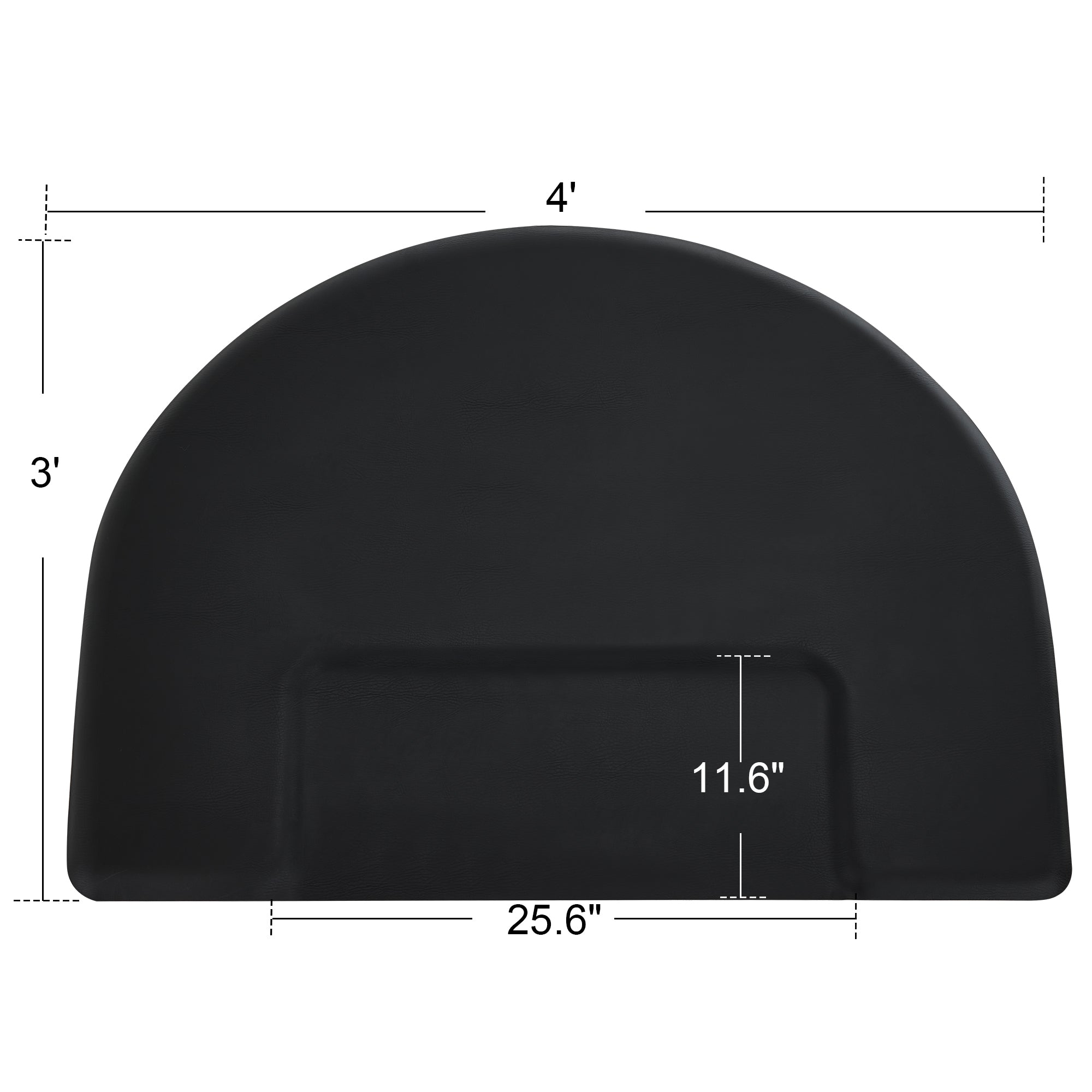 Anti-Fatigue Salon Comfort Mat for Square Base Chair, 3 x 4 ft Semicircle Standing Floor Mat 0065/0075