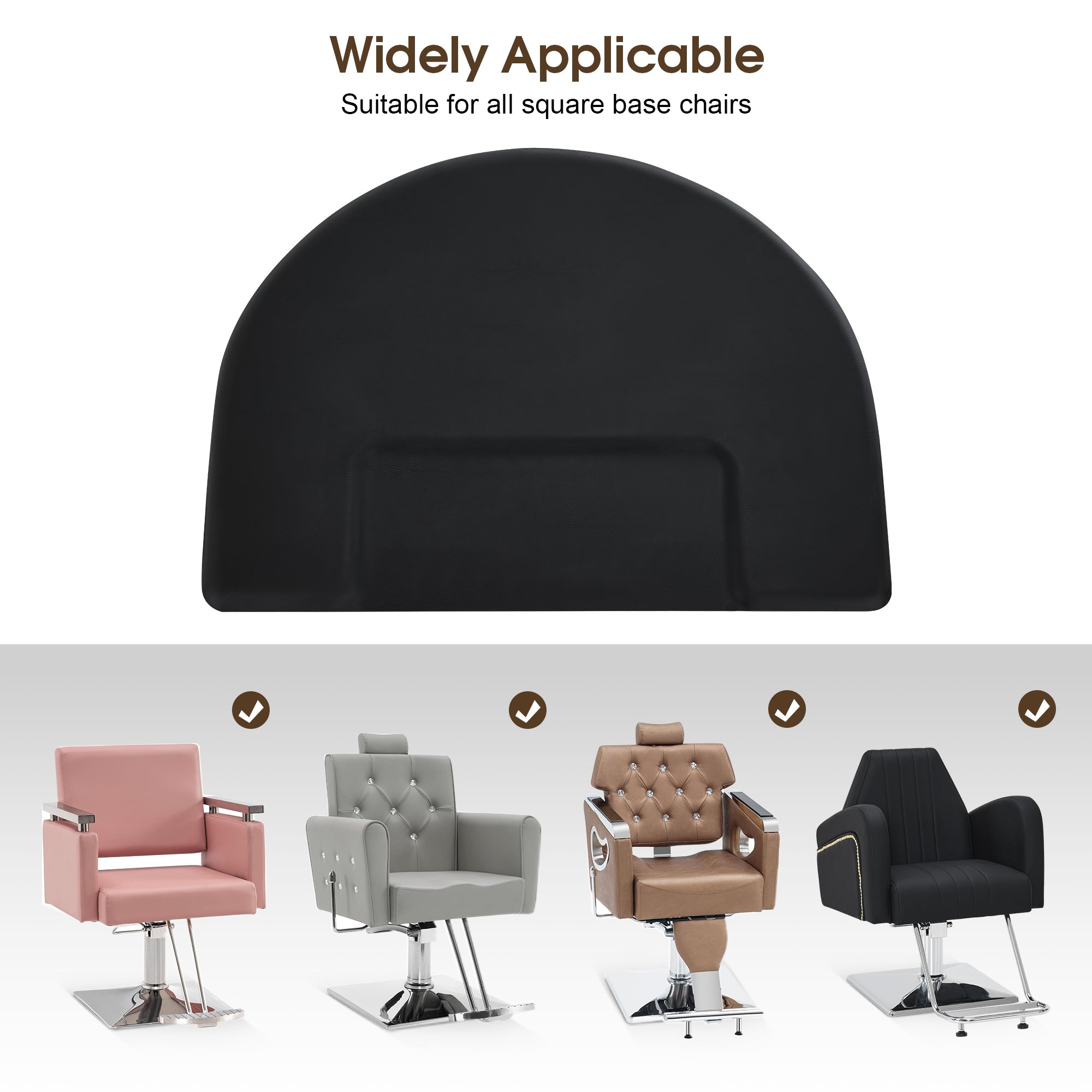 Anti-Fatigue Salon Comfort Mat for Square Base Chair, 3 x 4 ft Semicircle Standing Floor Mat 0065/0075