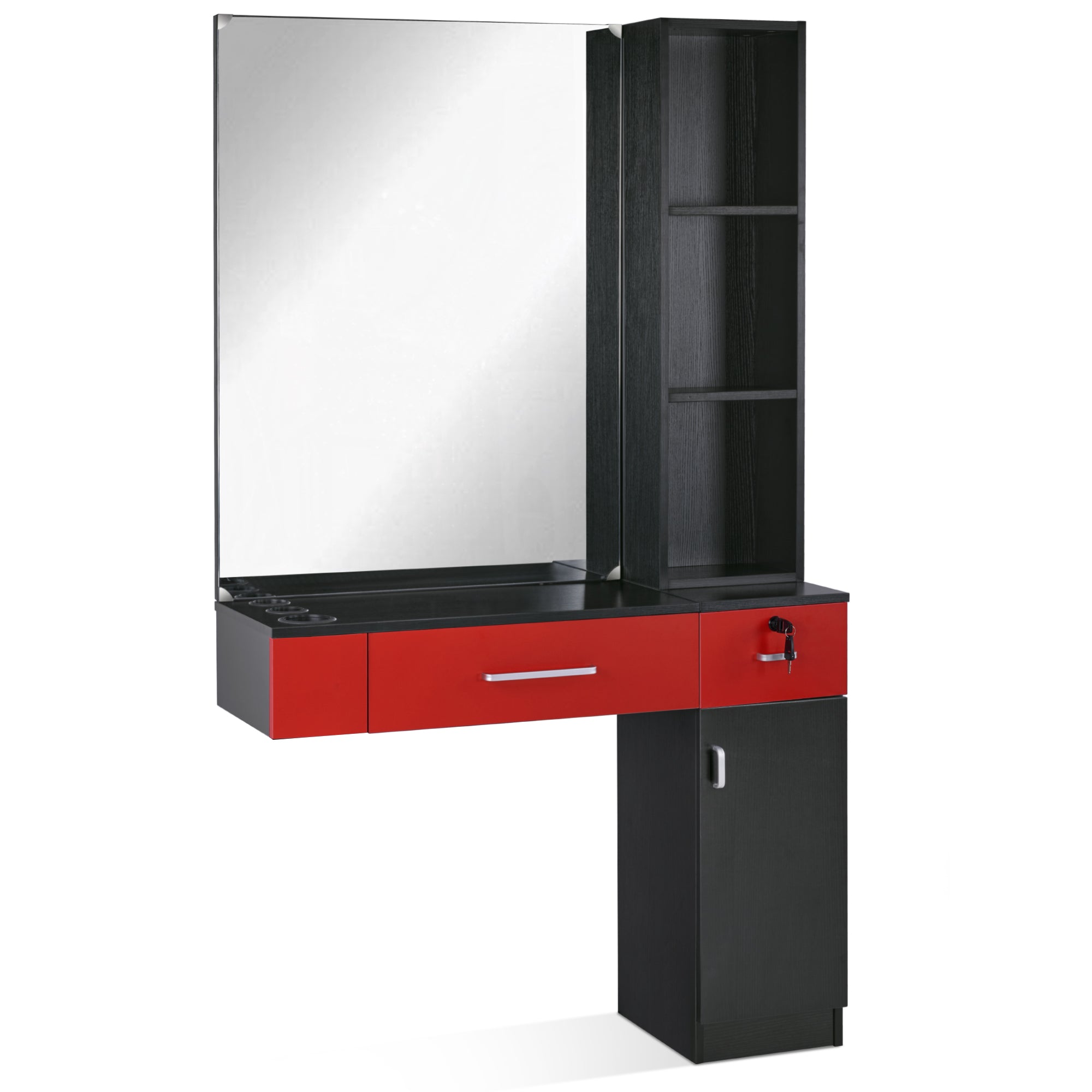 BarberPub Wall Mount Hair Styling Barber Station with Mirror Beauty Equipment 3026