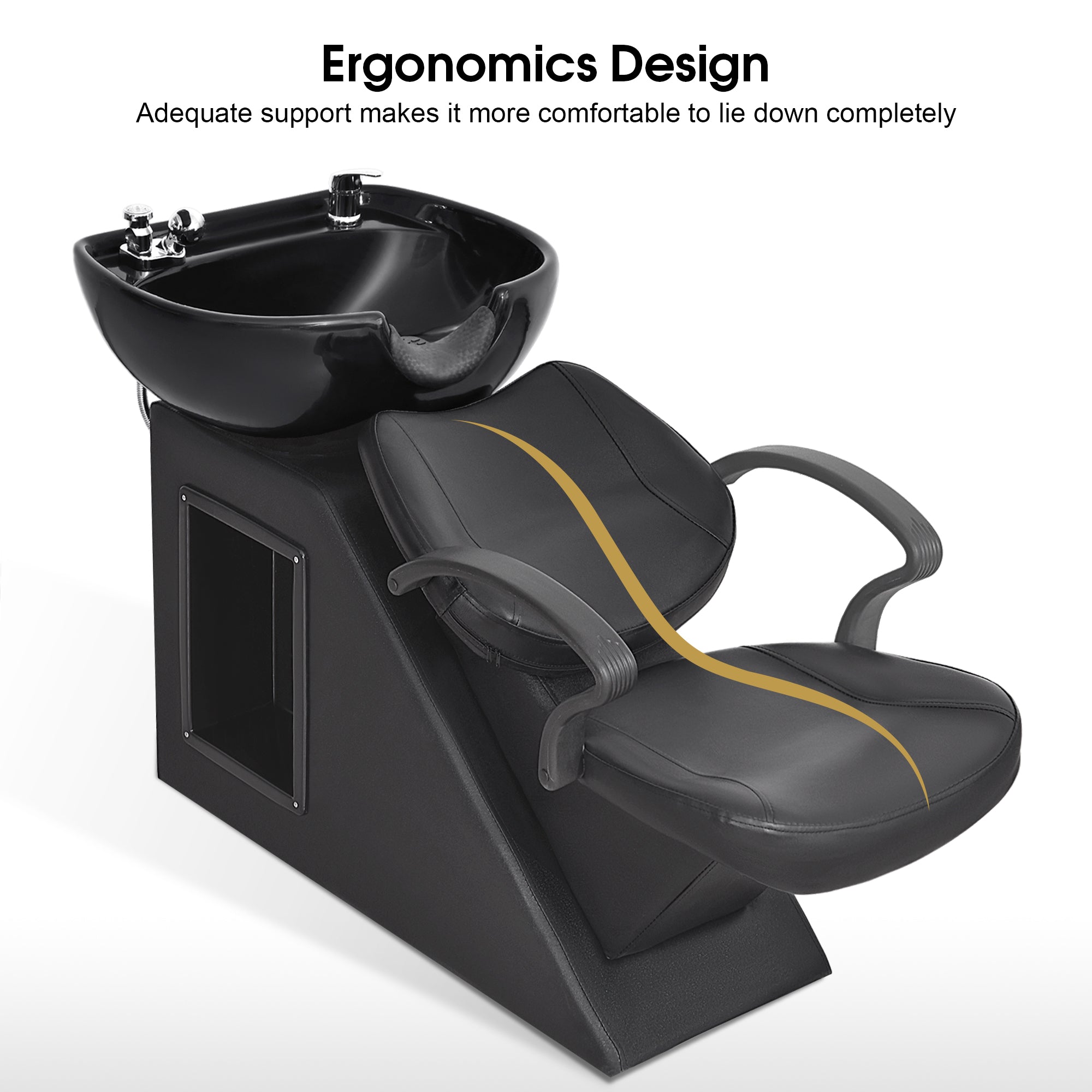 BarberPub Shampoo Chair, Ceramic Bowl Backwash Sink Barber Chair for Salon 9020