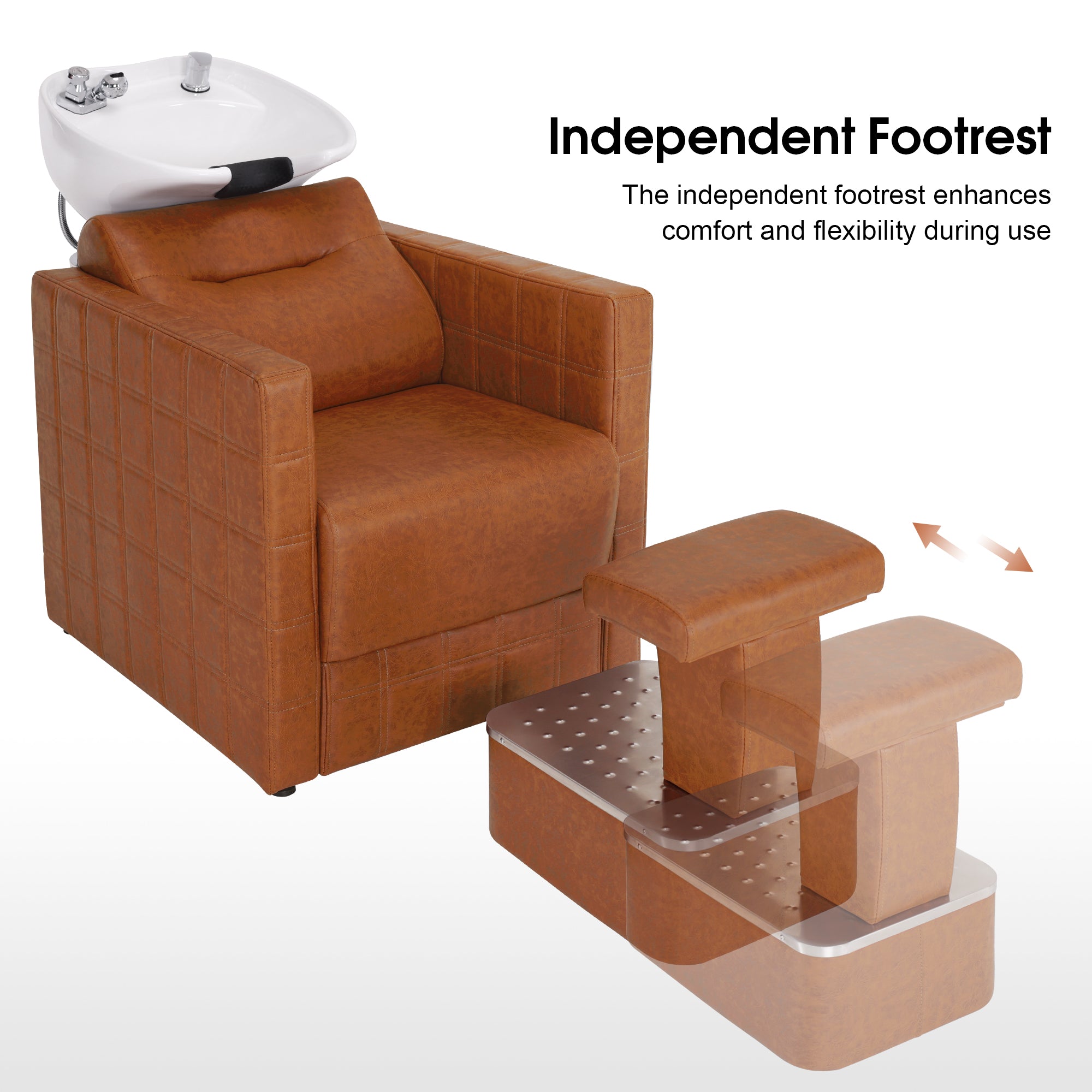 BarberPub Backwash Shampoo Station Chair, Salon Shampoo Bowl and Chair for Spa Barbershop 9083