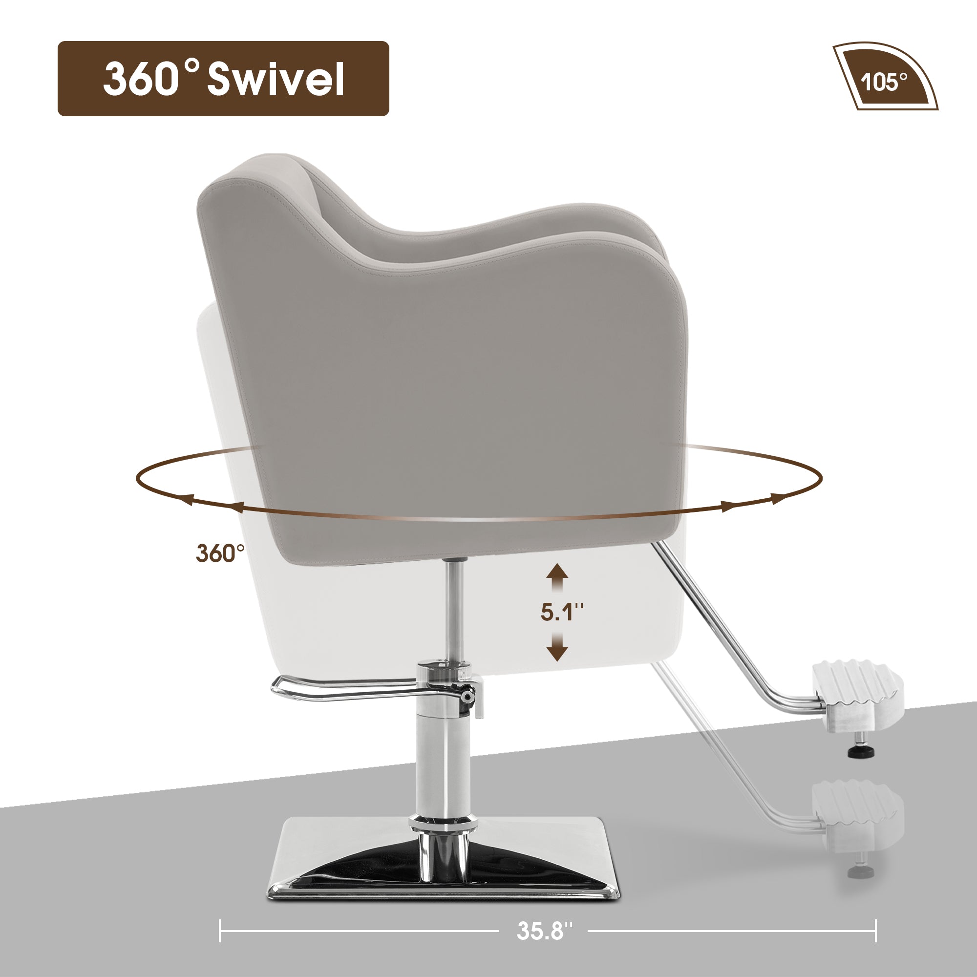 BarberPub Salon Chair for Hair Stylist, Hydraulic Barber Styling Chair Brown 3802
