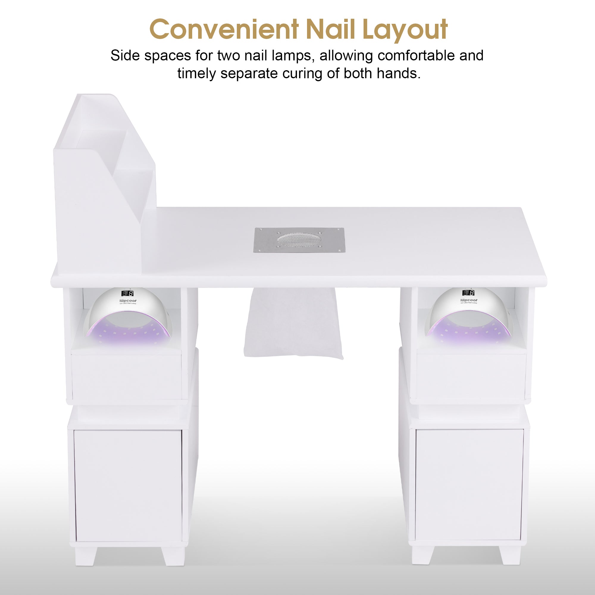 BarberPub Manicure Desk with Electric Dust Collector, Nail Art Table for Storage VC258