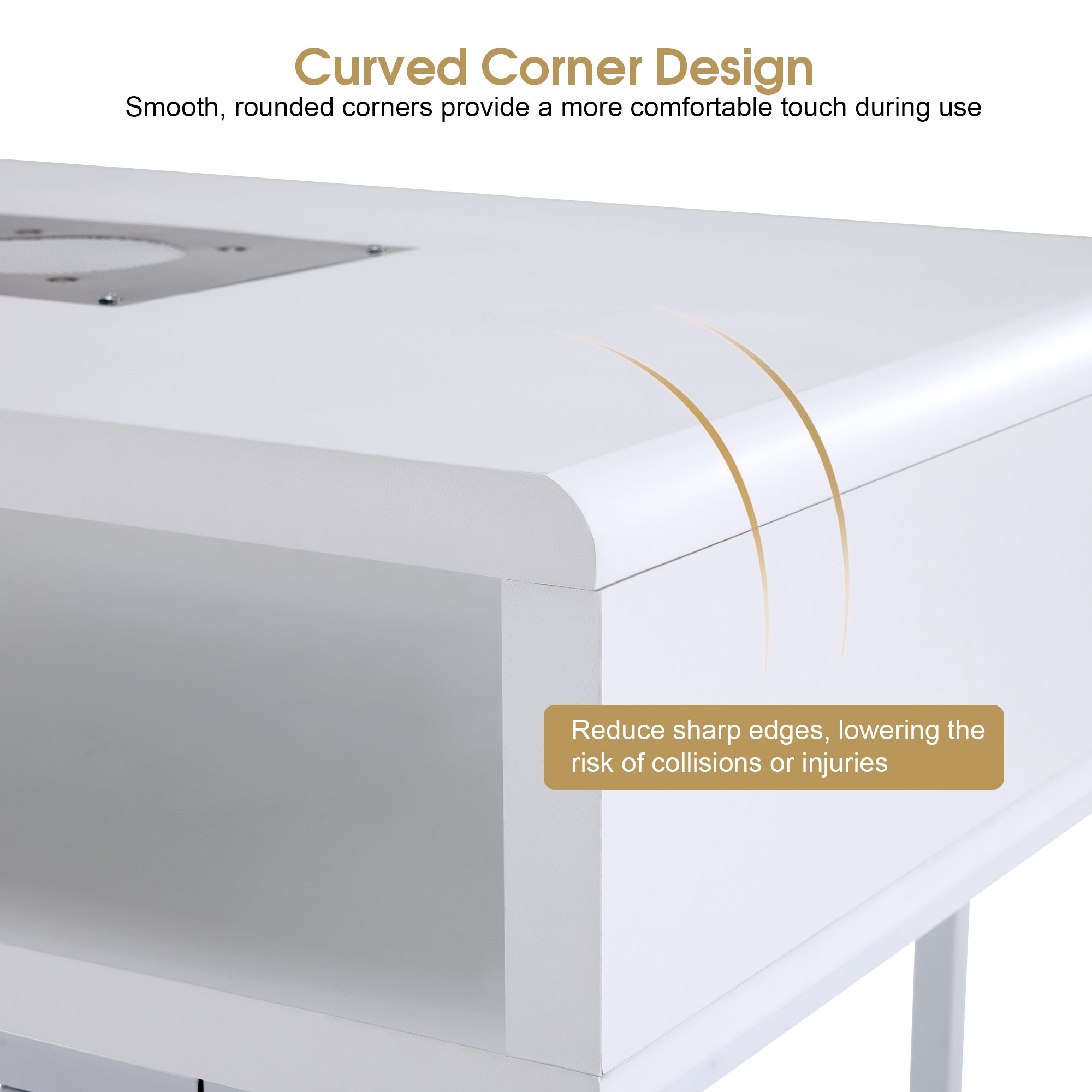 Nail Storage Table with 60W Embedded Nail Vacuum Cleaner, Beauty Manicure Workstation VC229