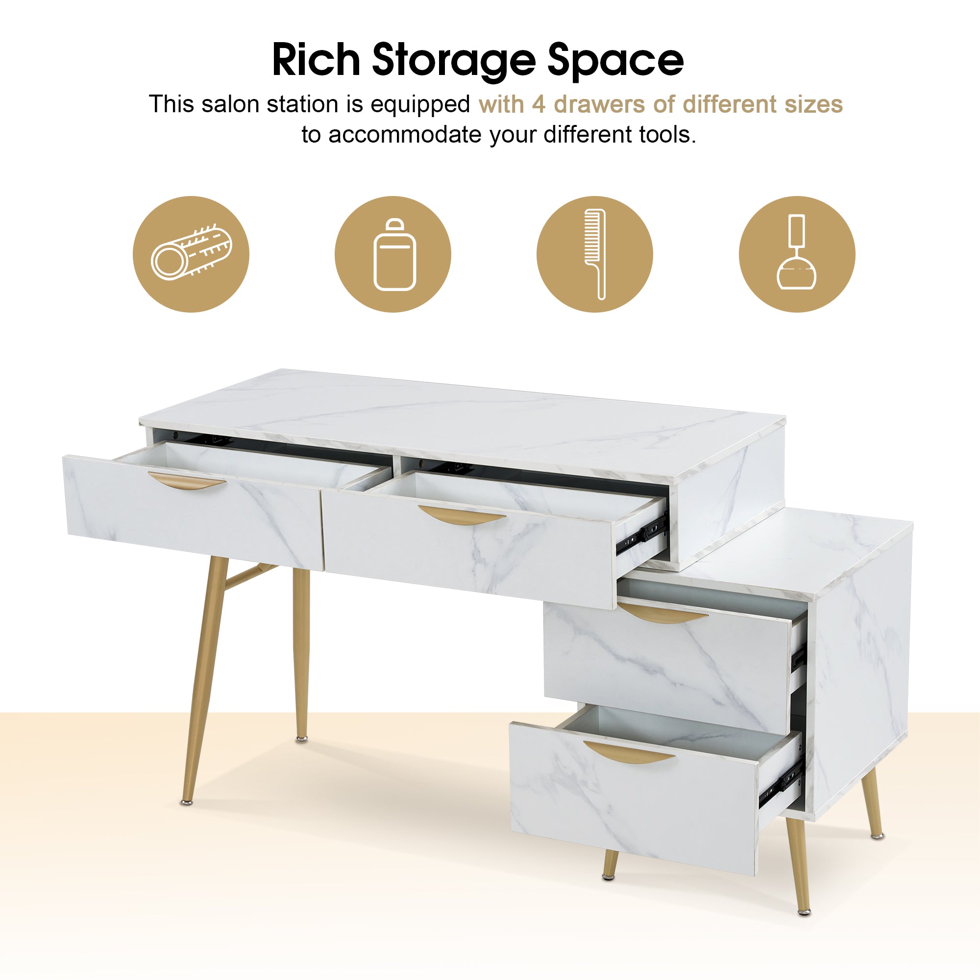 Barber Storage Station with Drawers & Cabinet, Hair Salon Styling Equipment for Hair Stylist 3174