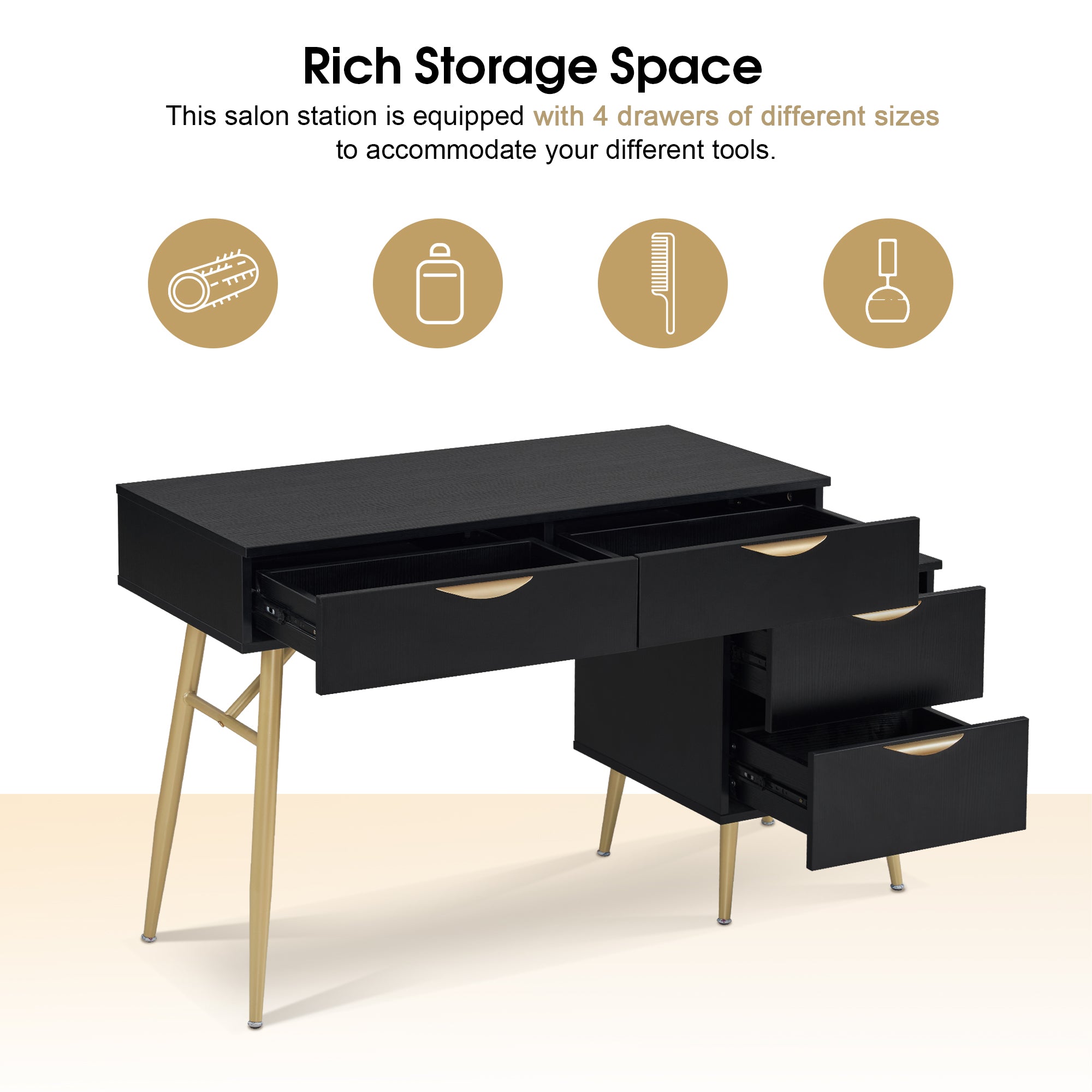 Barber Storage Station with Drawers & Cabinet, Hair Salon Styling Equipment for Hair Stylist 3174