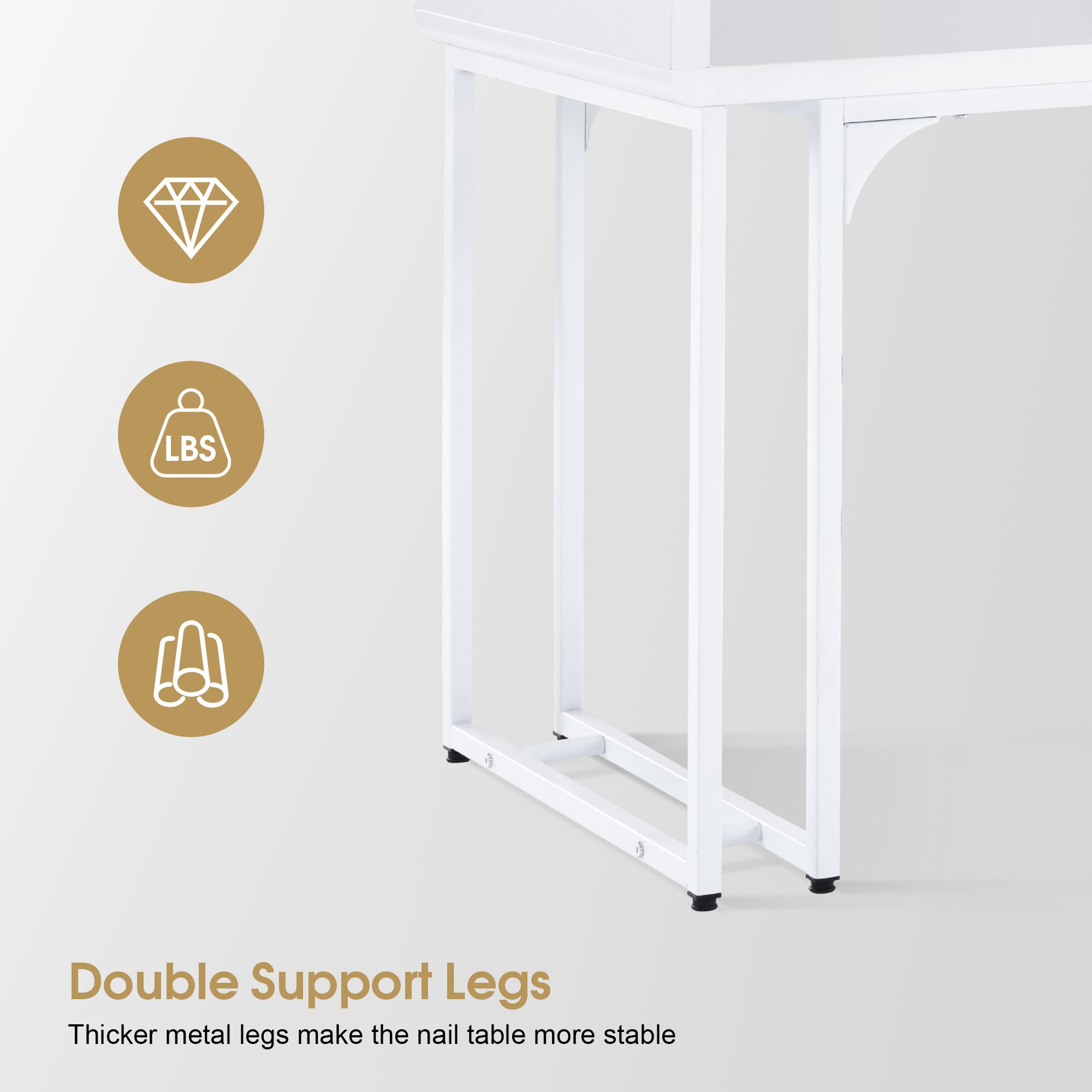 Nail Storage Table with 60W Embedded Nail Vacuum Cleaner, Beauty Manicure Workstation VC229