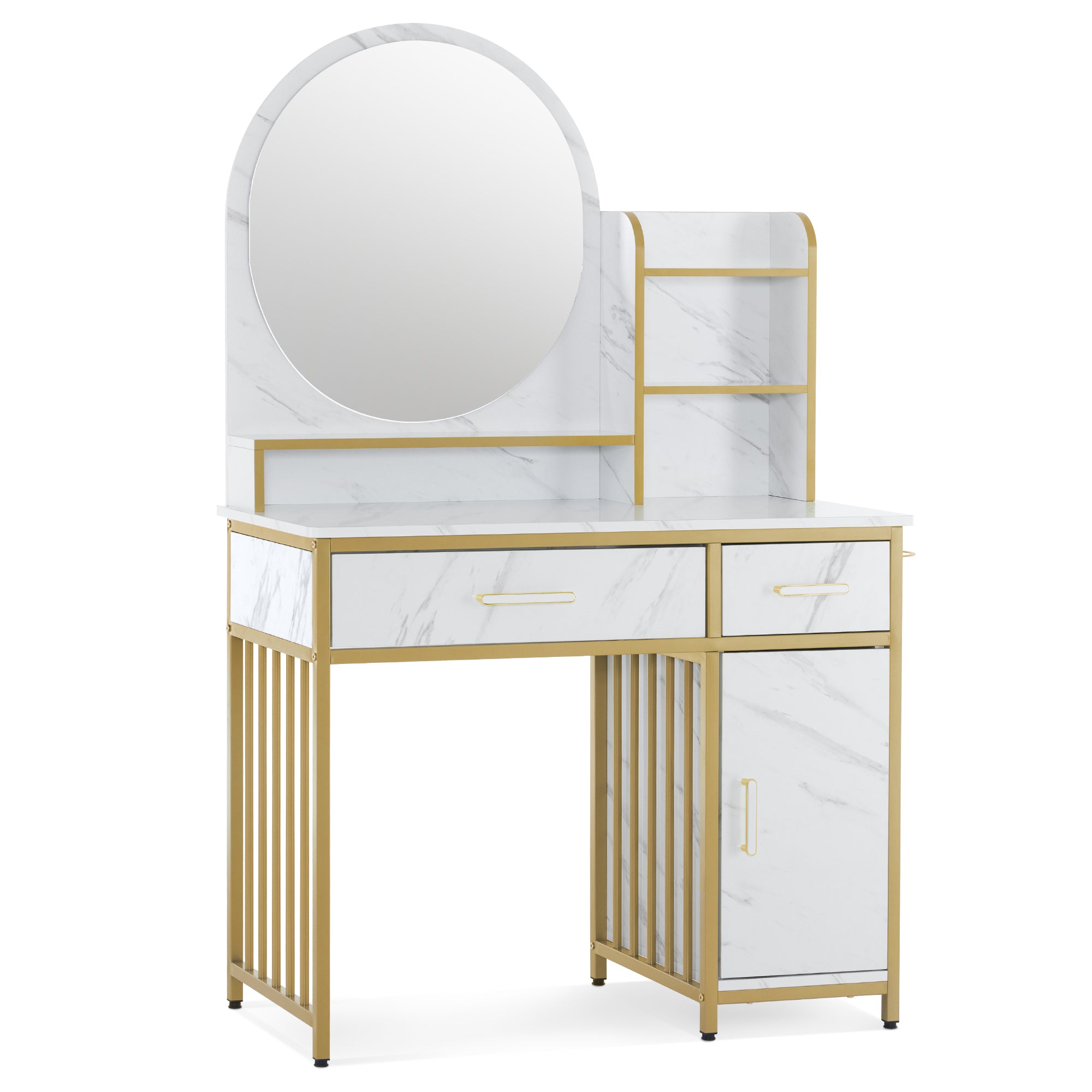 BarberPub Modern Vanity Desk with Mirror, Light Luxury Dressing Table BarberPub Modern Vanity Desk with Mirror, Light Luxury Dressing Table