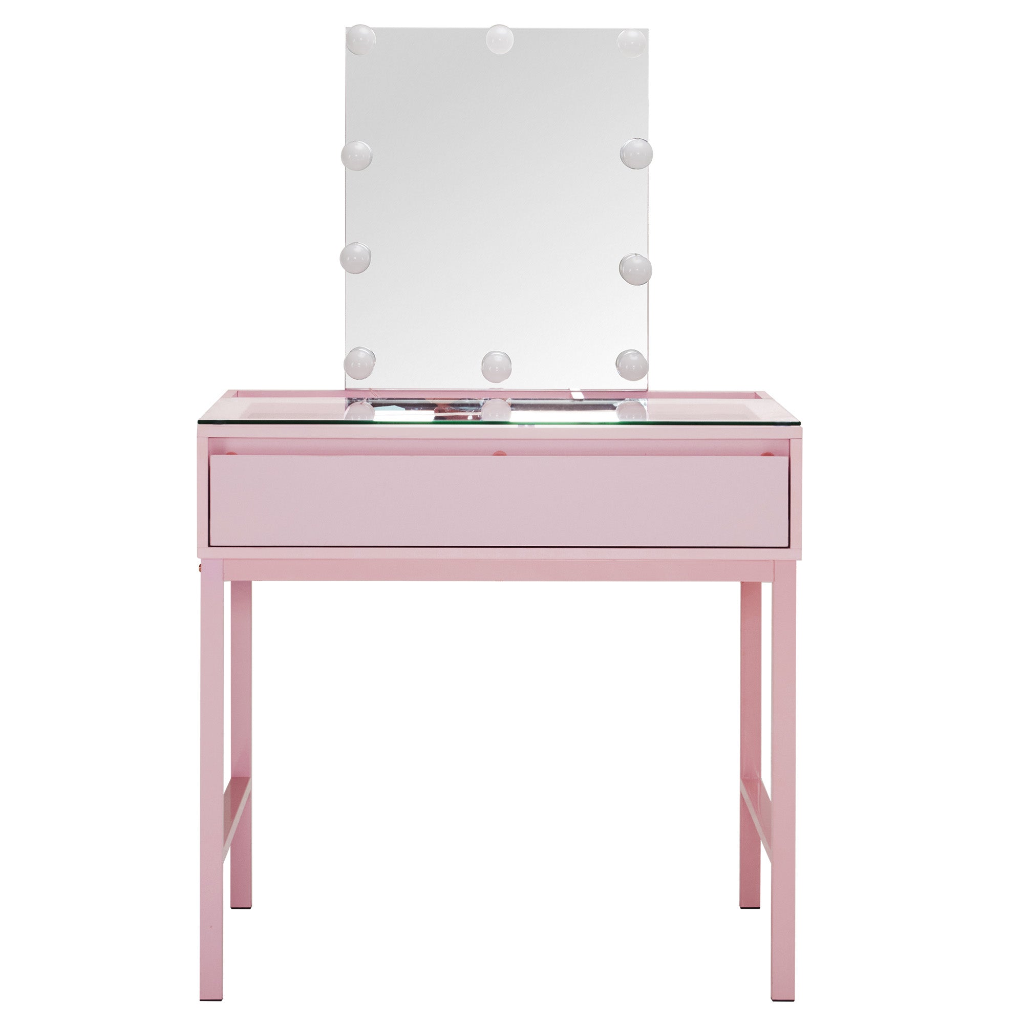 BarberPub Vanity Desk with Mirror&LED Lights, Storage Dressing Table 3381
