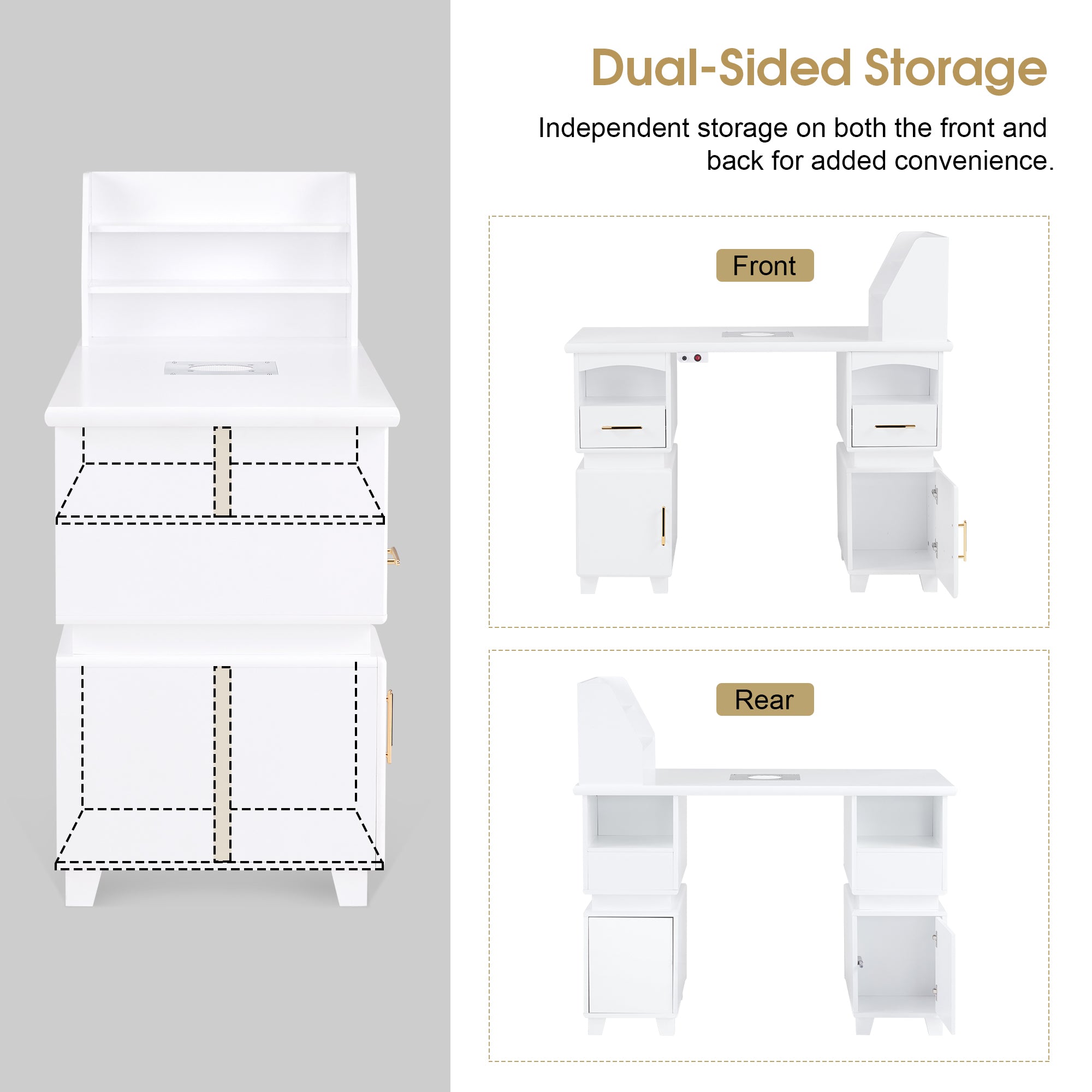 BarberPub Manicure Desk with Electric Dust Collector, Nail Art Table for Storage VC258