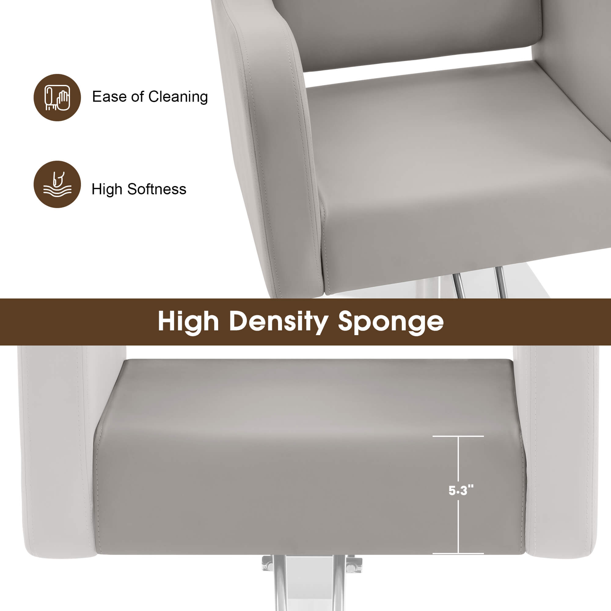 Salon Chair 3802 & Anti-Fatigue Mat 0030 Set - Professional Hydraulic Salon Chair with Ergonomic Salon Mat, Ideal for Barbers & Stylists