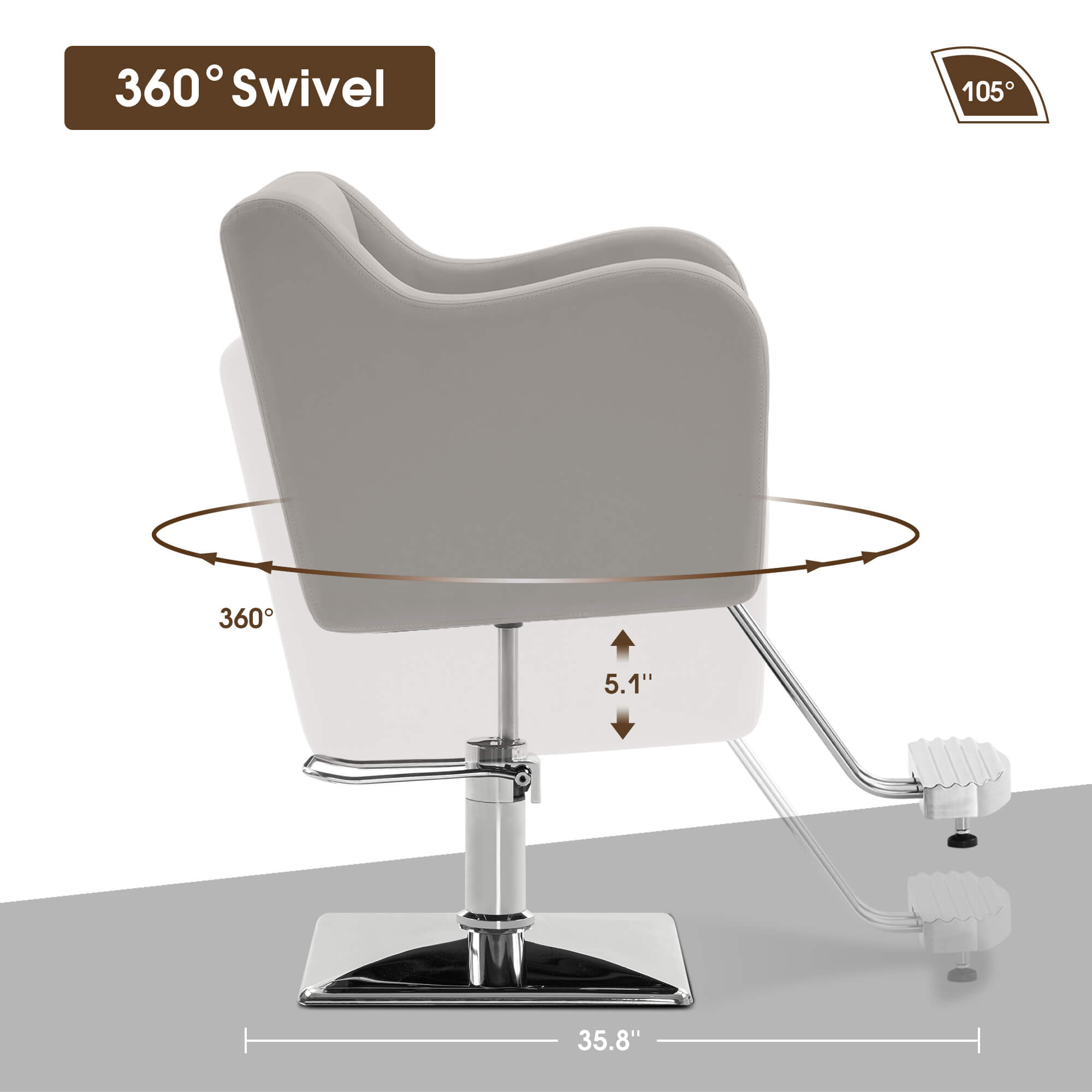 Salon Chair 3802 & Anti-Fatigue Mat 0040 Set - Professional Hydraulic Salon Chair with Ergonomic Salon Mat, Ideal for Barbers & Stylists