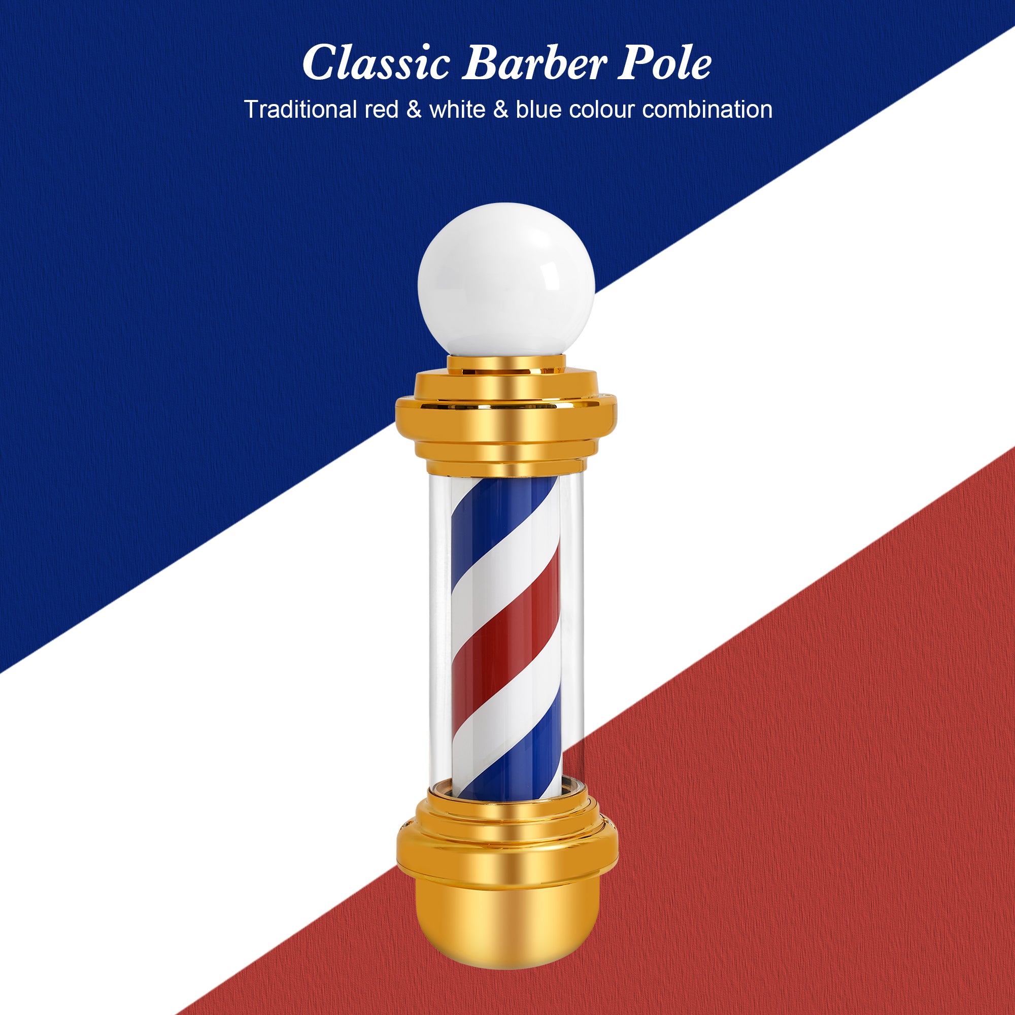 Barber Pole with LED Light for Hairdressing, Salon Shop Open Sign, Salon Spa Stripes Rotating Lamp L018
