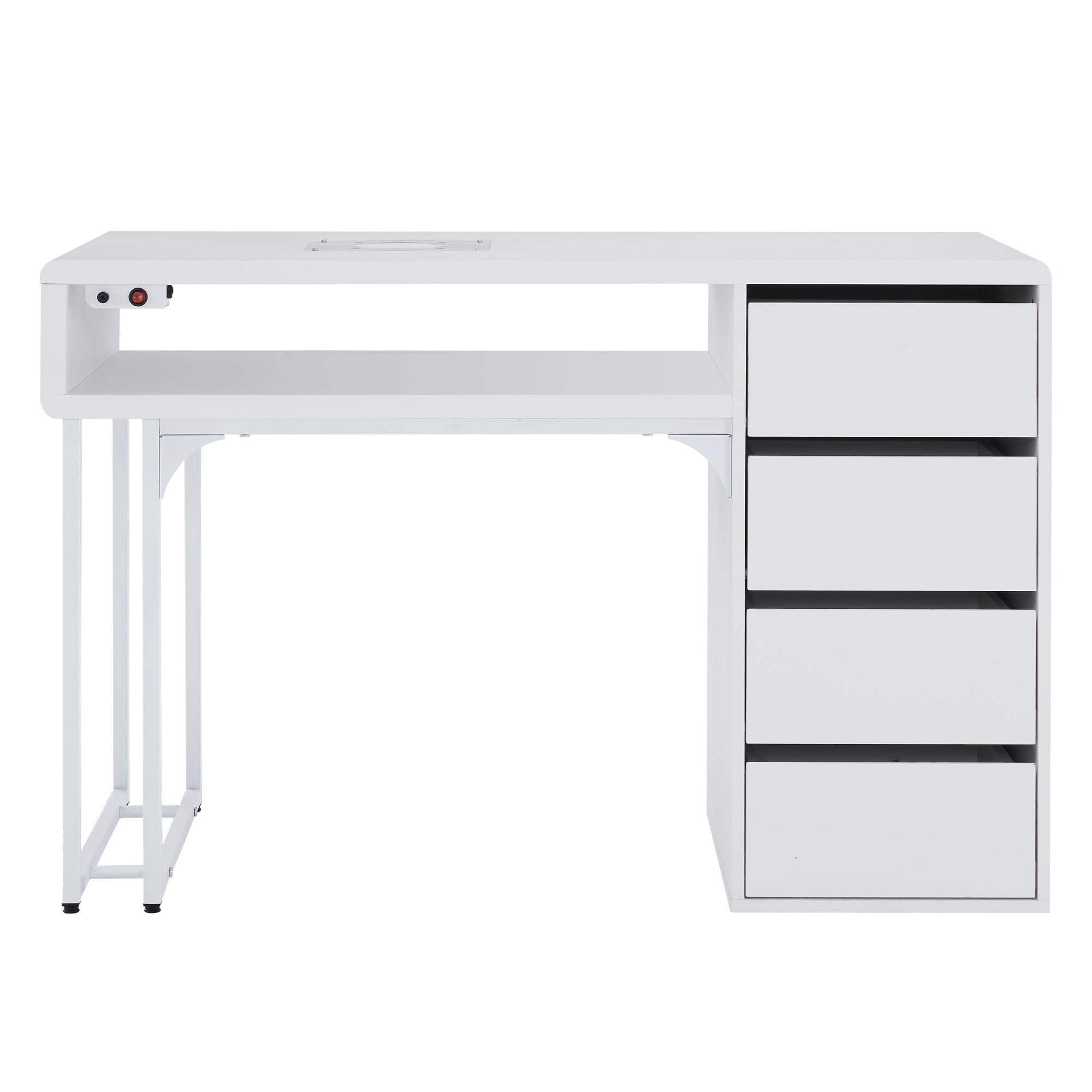 Nail Storage Table with 60W Embedded Nail Vacuum Cleaner, Beauty Manicure Workstation VC229