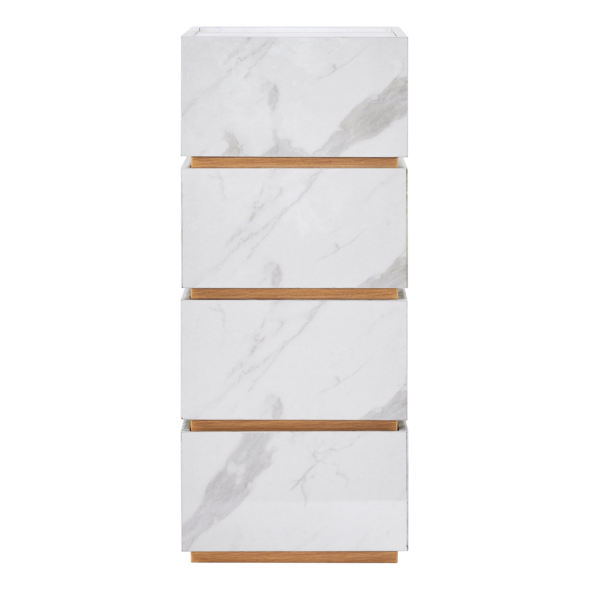 BarberPub Marble Patterned Storage Salon Barber Cabinet with 4 Drawers, Large-Capacity Station 2037