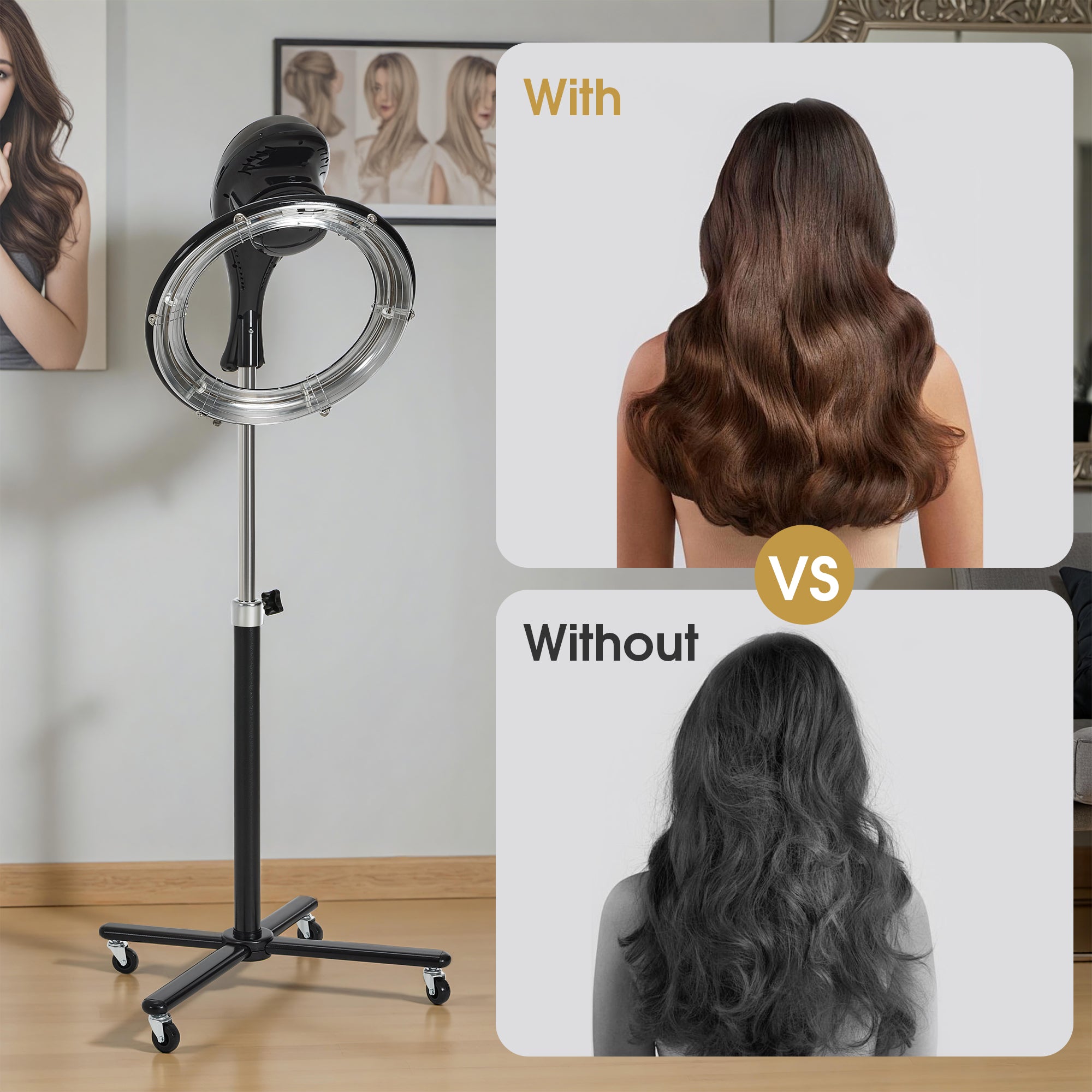 1100W Professional Salon Flying Disk Hair Dryer Processor with Adjustable Time, Temperature & Height HDP01