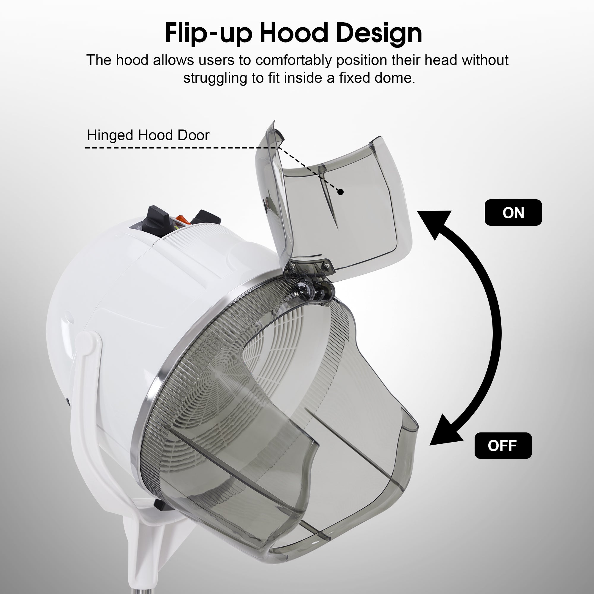 BarberPub 1300W Adjustable Hooded Floor Hair Bonnet Dryer Stand Up Rolling Base VHD08