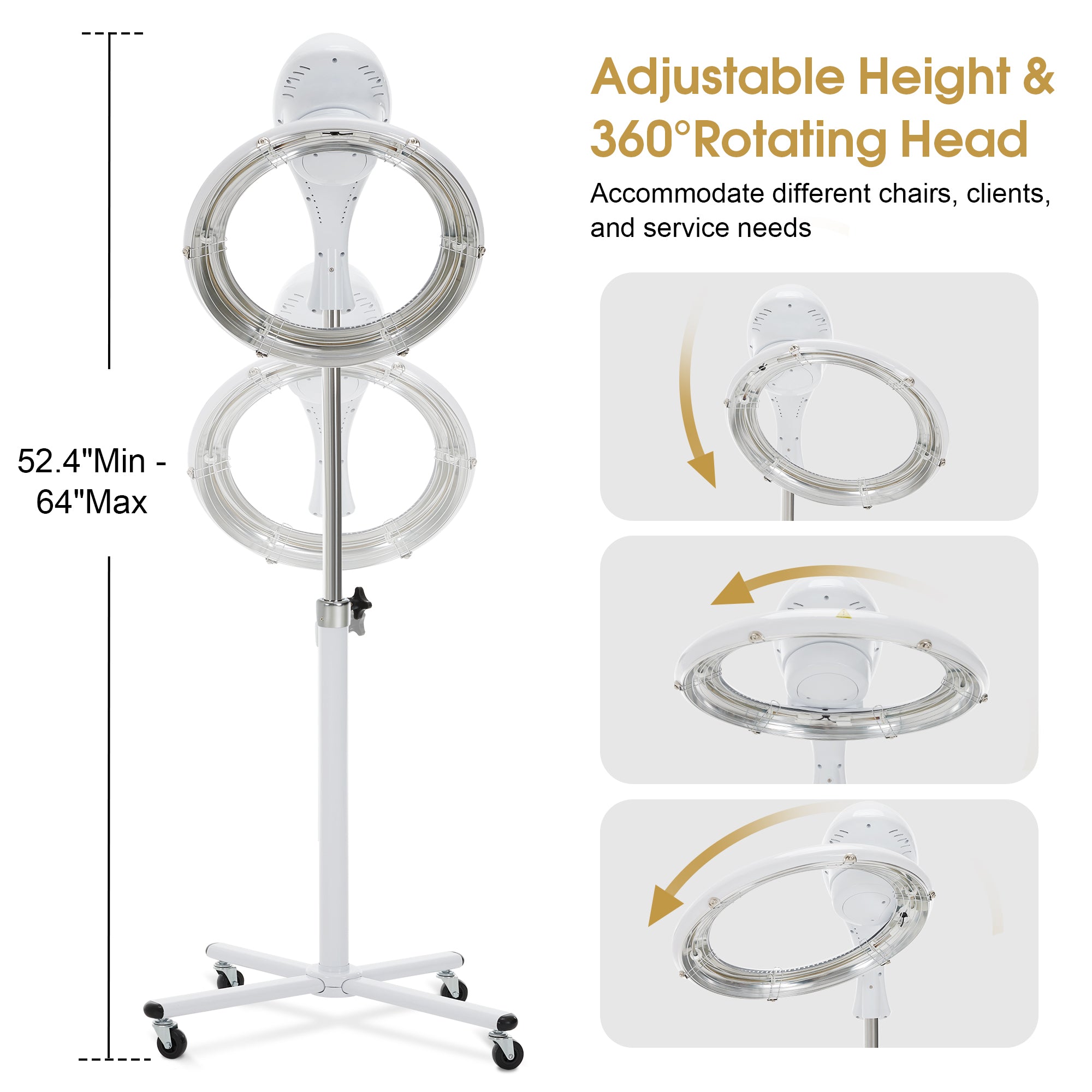 1100W Professional Salon Flying Disk Hair Dryer Processor with Adjustable Time, Temperature & Height HDP01