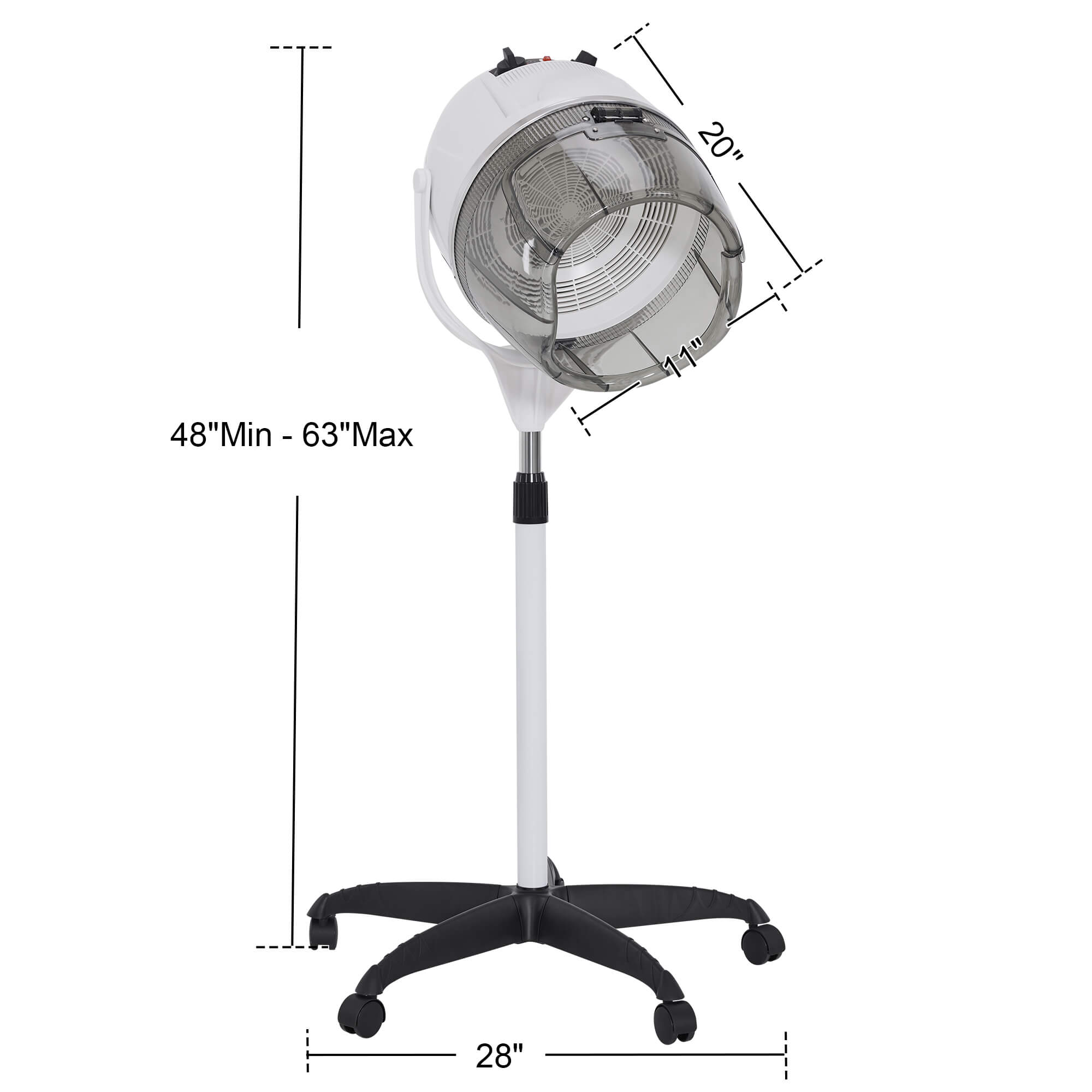 BarberPub 1300W Adjustable Hooded Floor Hair Bonnet Dryer Stand Up Rolling Base VHD08