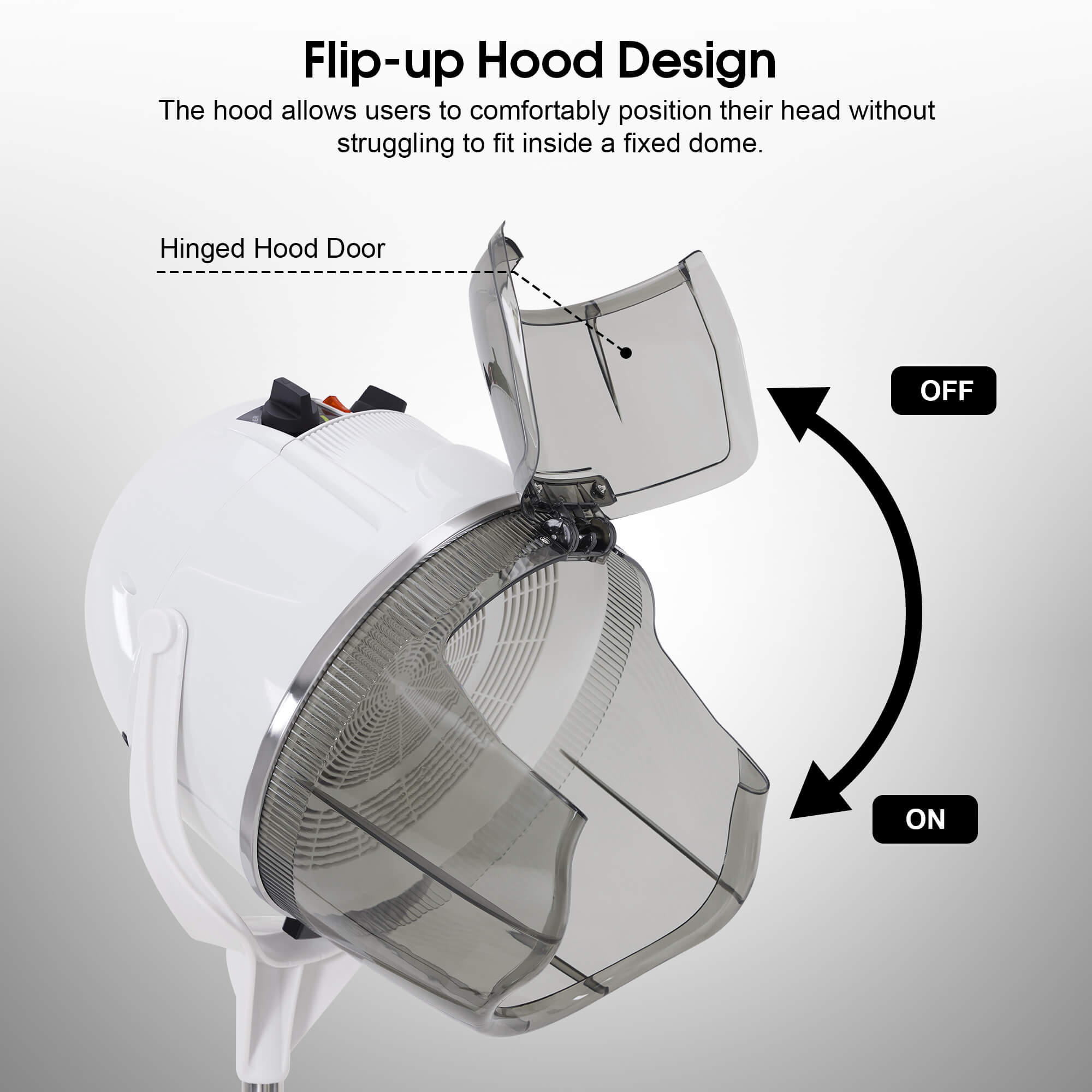 BarberPub 1300W Adjustable Hooded Floor Hair Bonnet Dryer Stand Up Rolling Base VHD08