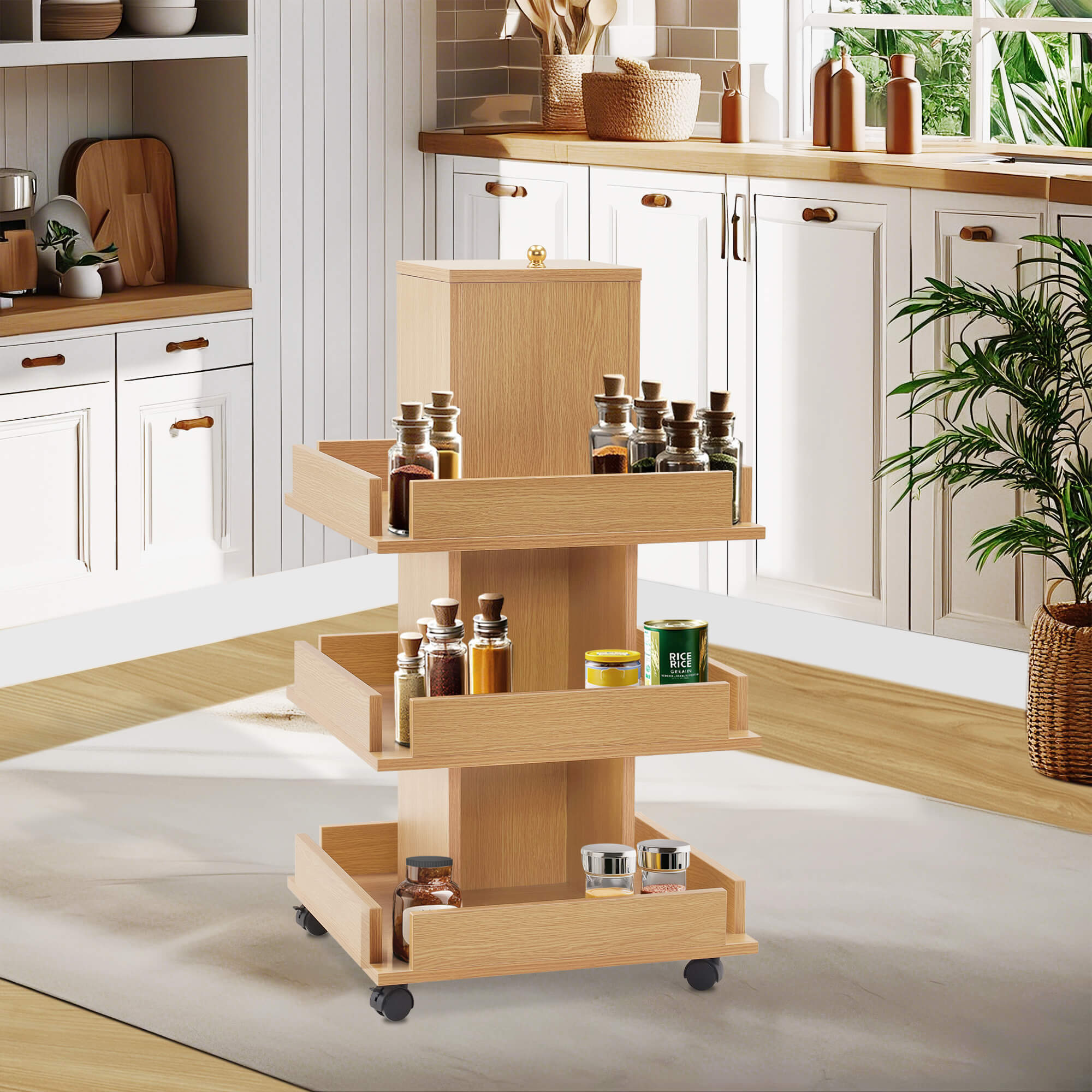 Multi-functional Storage Salon Trolley, Beauty 3-Tier Storage Equipment, Kitchen Trolley 2038
