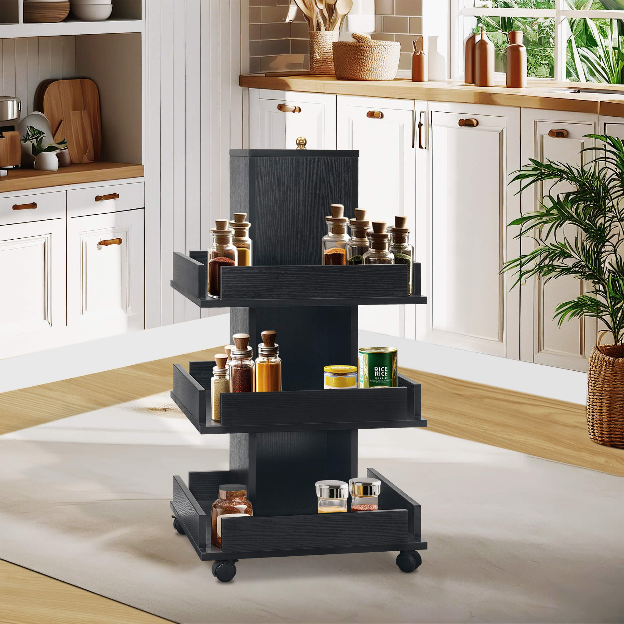 Multi-functional Storage Salon Trolley, Beauty 3-Tier Storage Equipment, Kitchen Trolley 2038