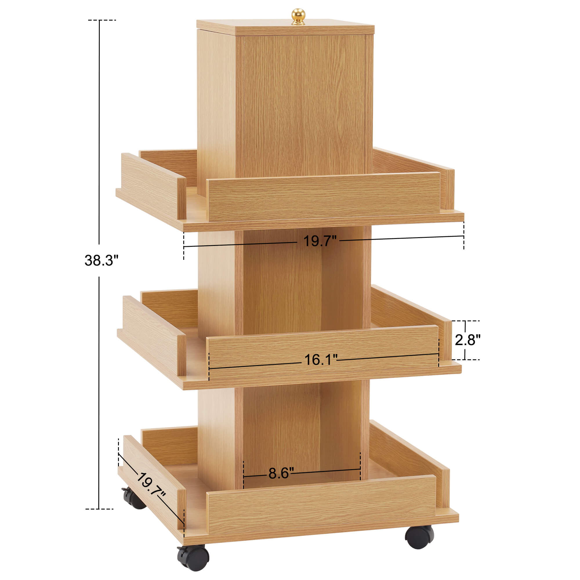 Multi-functional Storage Salon Trolley, Beauty 3-Tier Storage Equipment, Kitchen Trolley 2038
