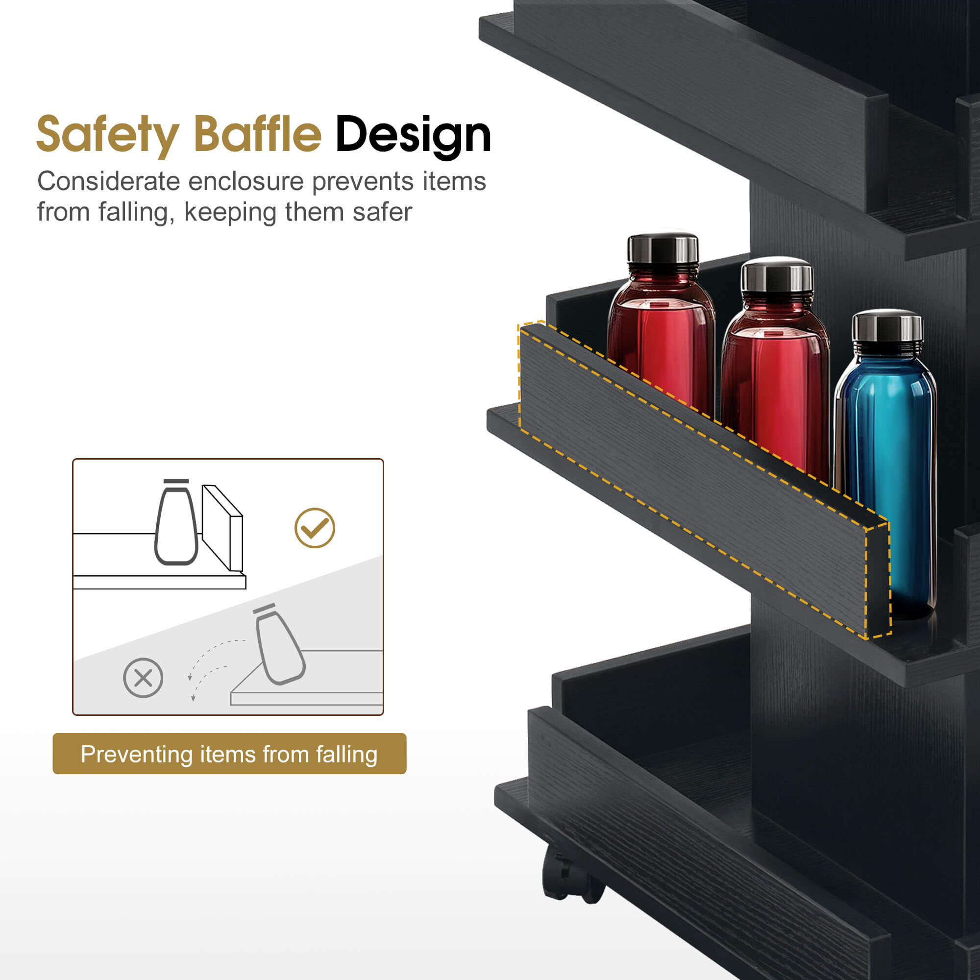 Multi-functional Storage Salon Trolley, Beauty 3-Tier Storage Equipment, Kitchen Trolley 2038