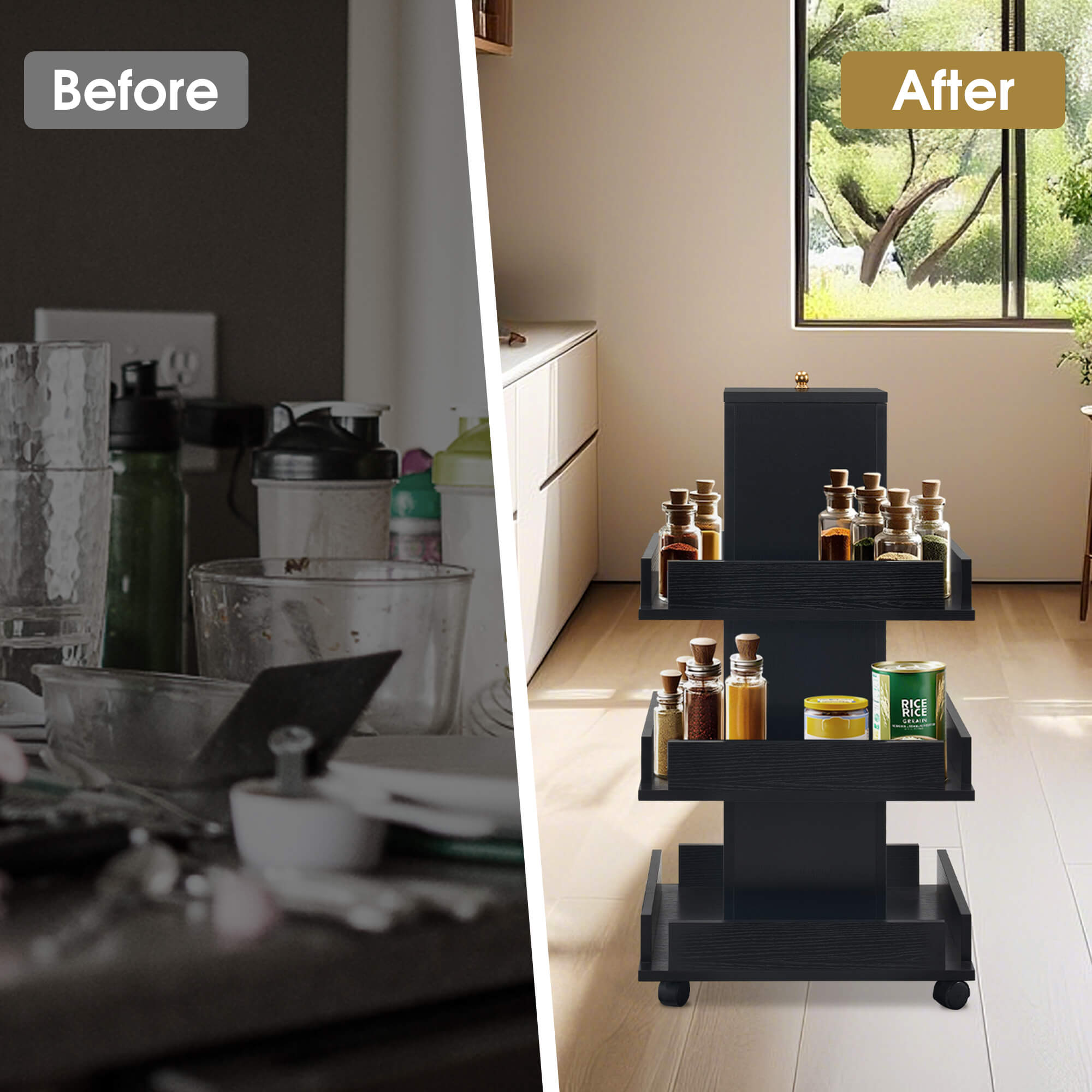 Multi-functional Storage Salon Trolley, Beauty 3-Tier Storage Equipment, Kitchen Trolley 2038
