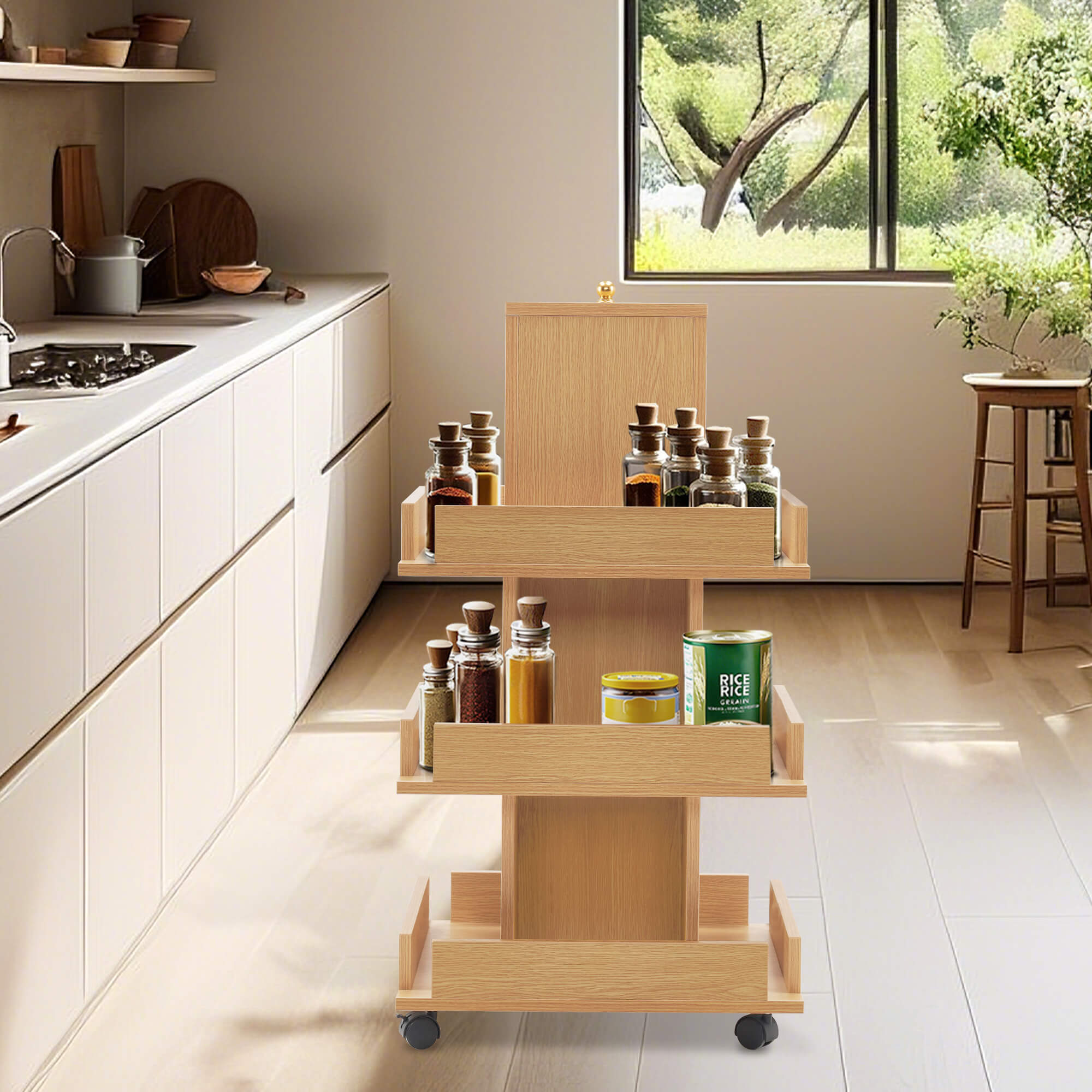 Multi-functional Storage Salon Trolley, Beauty 3-Tier Storage Equipment, Kitchen Trolley 2038