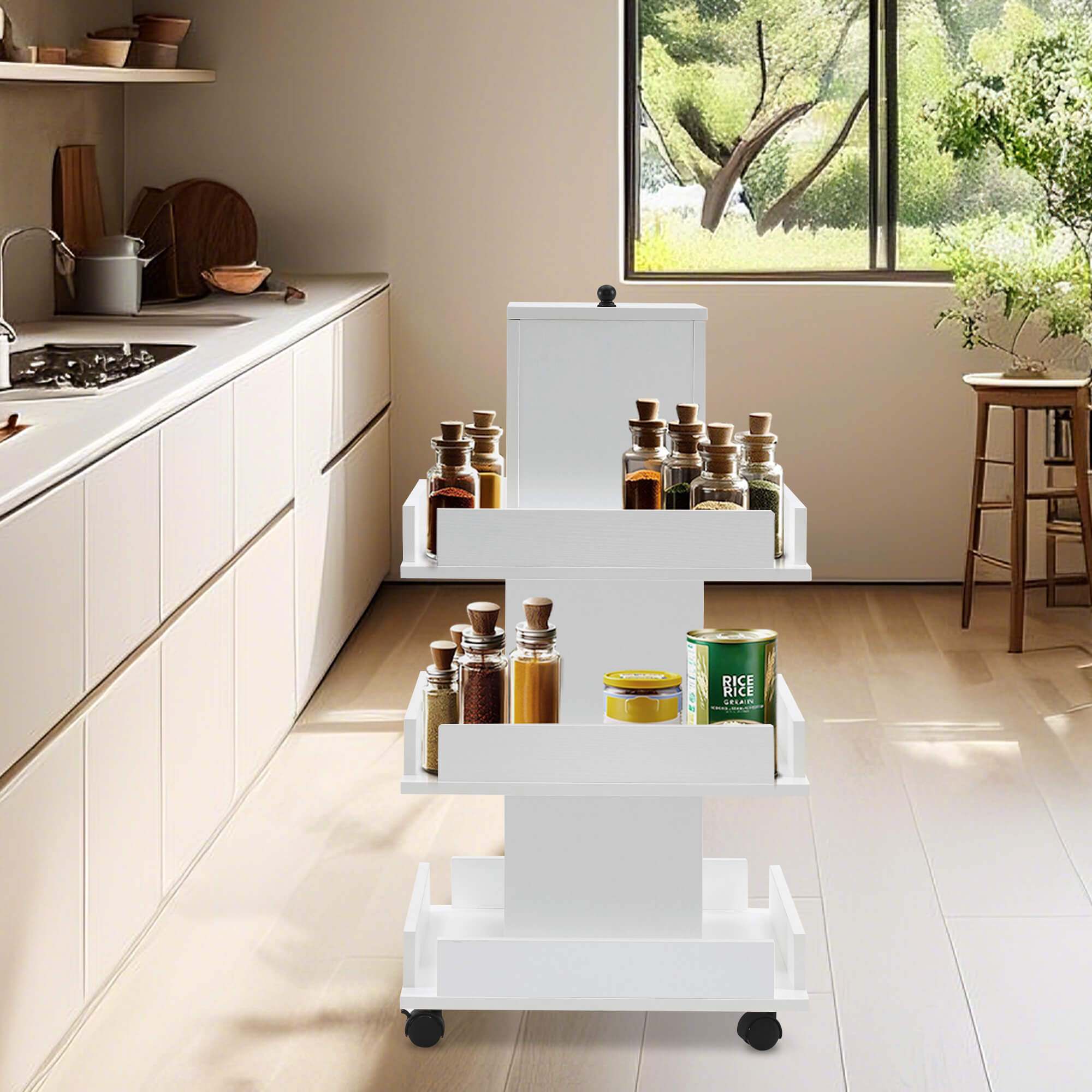 Multi-functional Storage Salon Trolley, Beauty 3-Tier Storage Equipment, Kitchen Trolley 2038