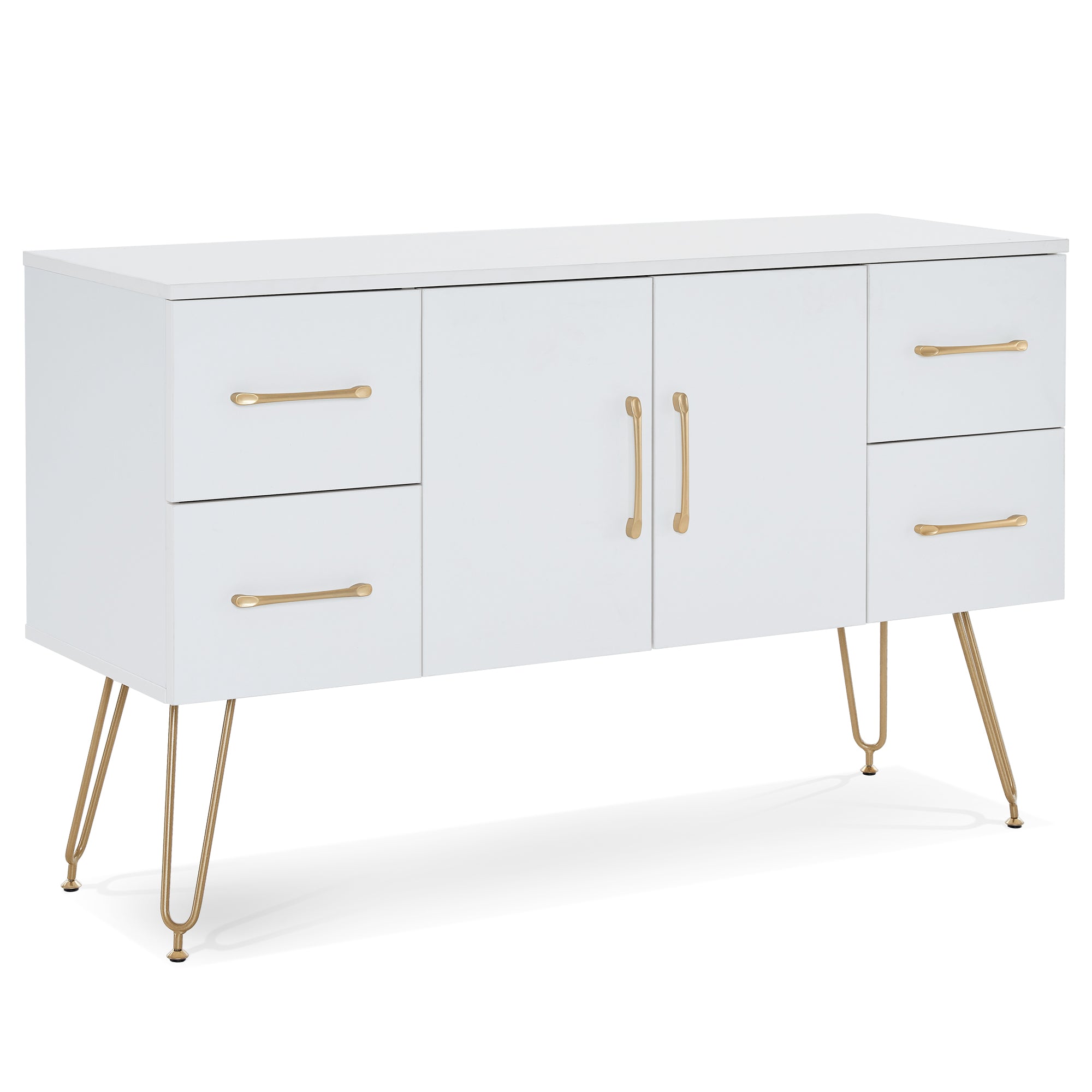 White Wall Mount Styling Station with Golden Leg, Barber Tool Organizer for Storage 3152