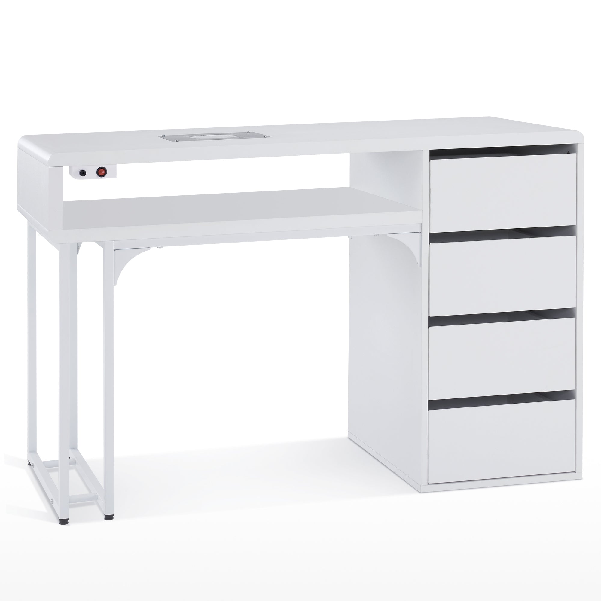 Nail Storage Table with 60W Embedded Nail Vacuum Cleaner, Beauty Manicure Workstation VC229