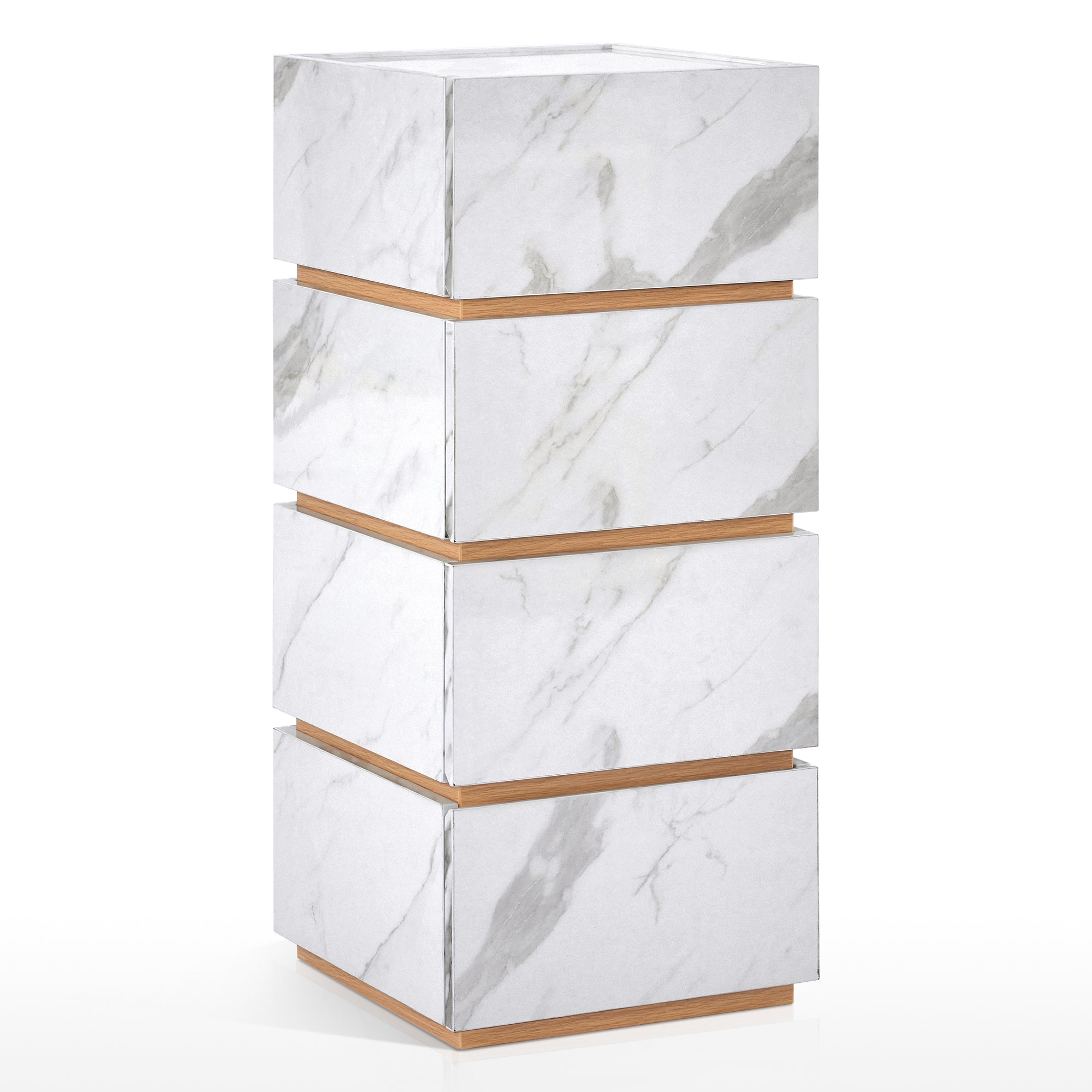 BarberPub Marble Patterned Storage Salon Barber Cabinet with 4 Drawers, Large-Capacity Station 2037