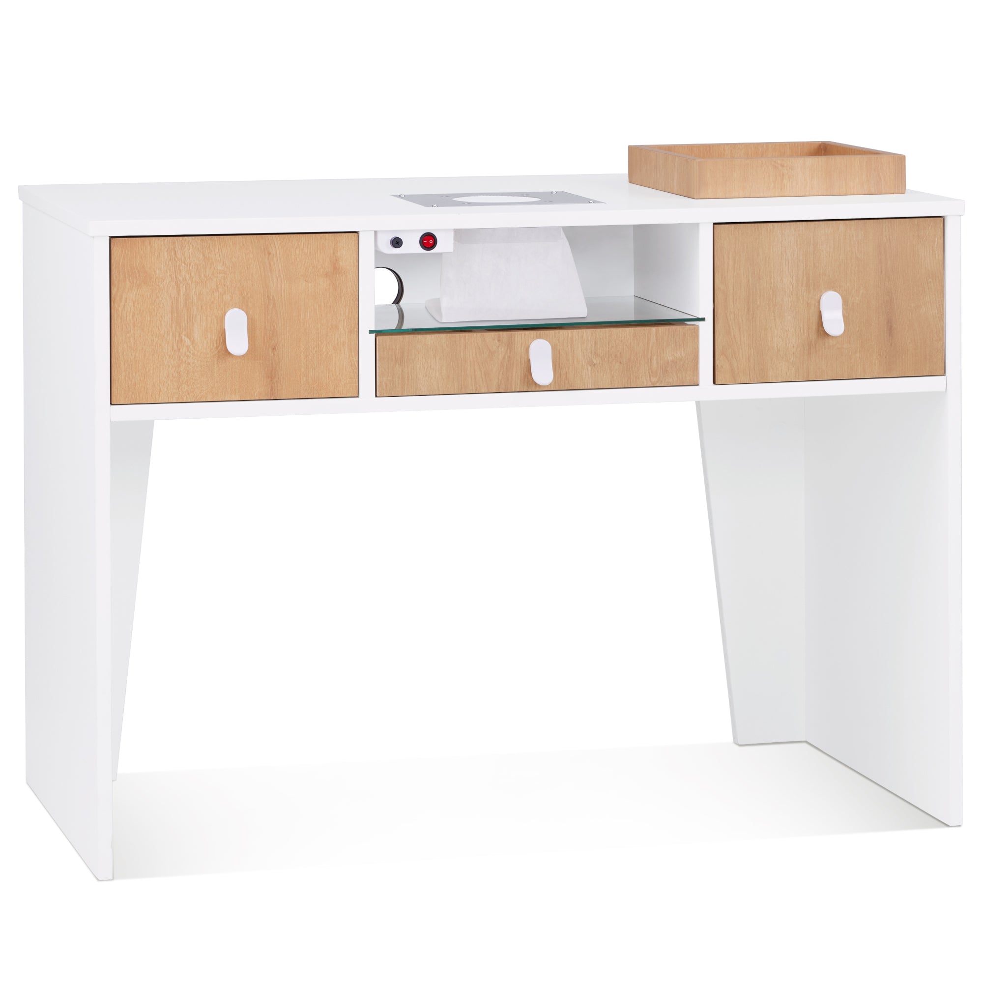 Nail Tech Desk with Electric Dust Collector & Built-In Socket, Manicure Storage Workstation VC232