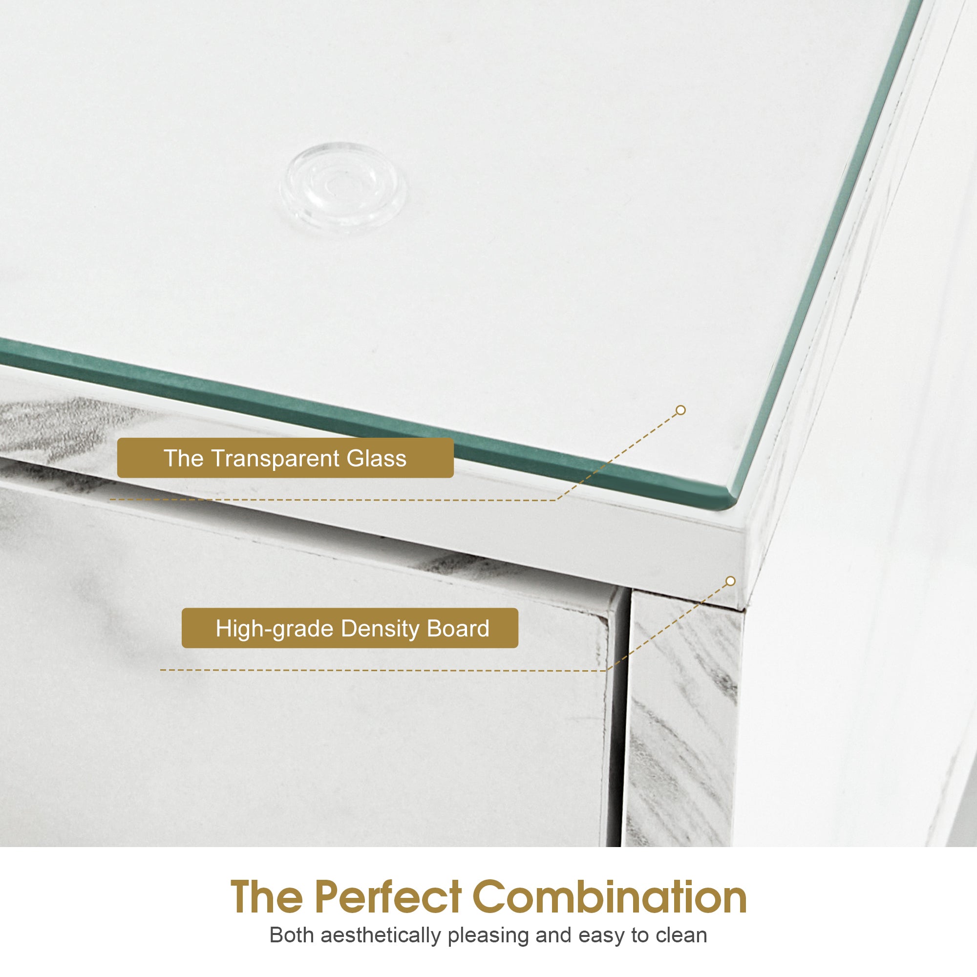 BarberPub Beauty Manicure Table with Metal Frame & Glass, Modern Nail Equipment 2411