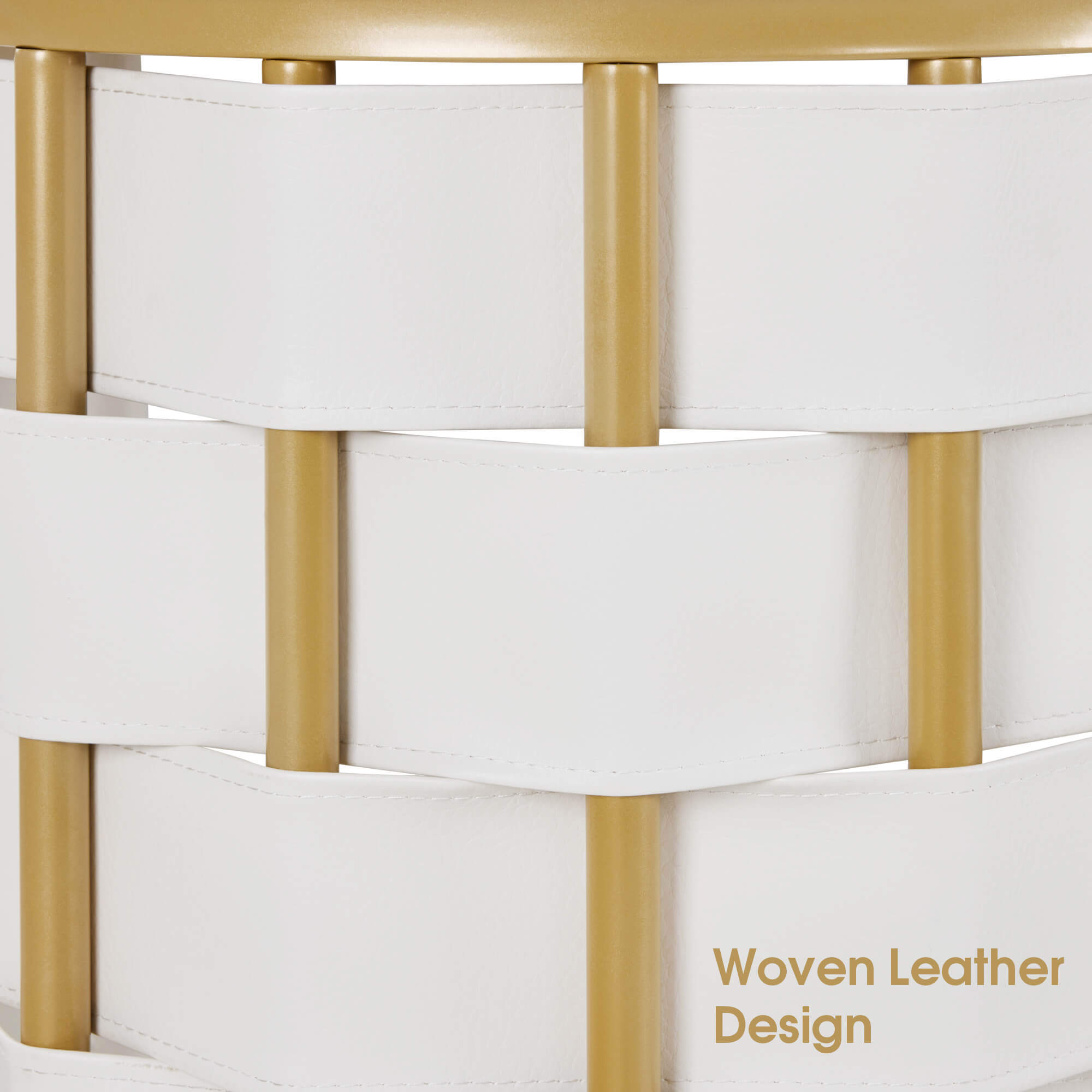 White Woven Leather Manicure Table for Storage, Beauty Salon Nail Desk with Metal Frame 2405