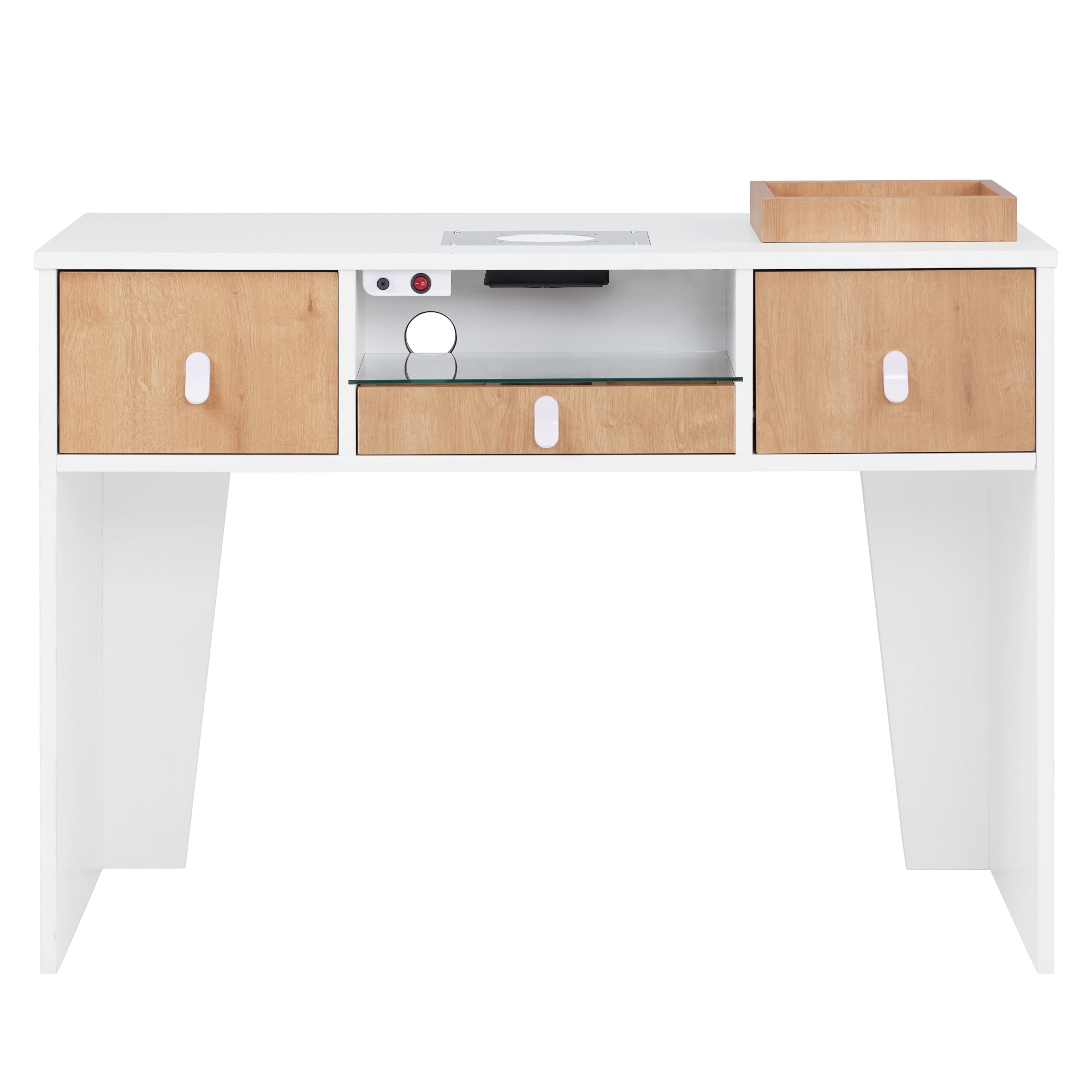 Nail Tech Desk with Electric Dust Collector & Built-In Socket, Manicure Storage Workstation VC232
