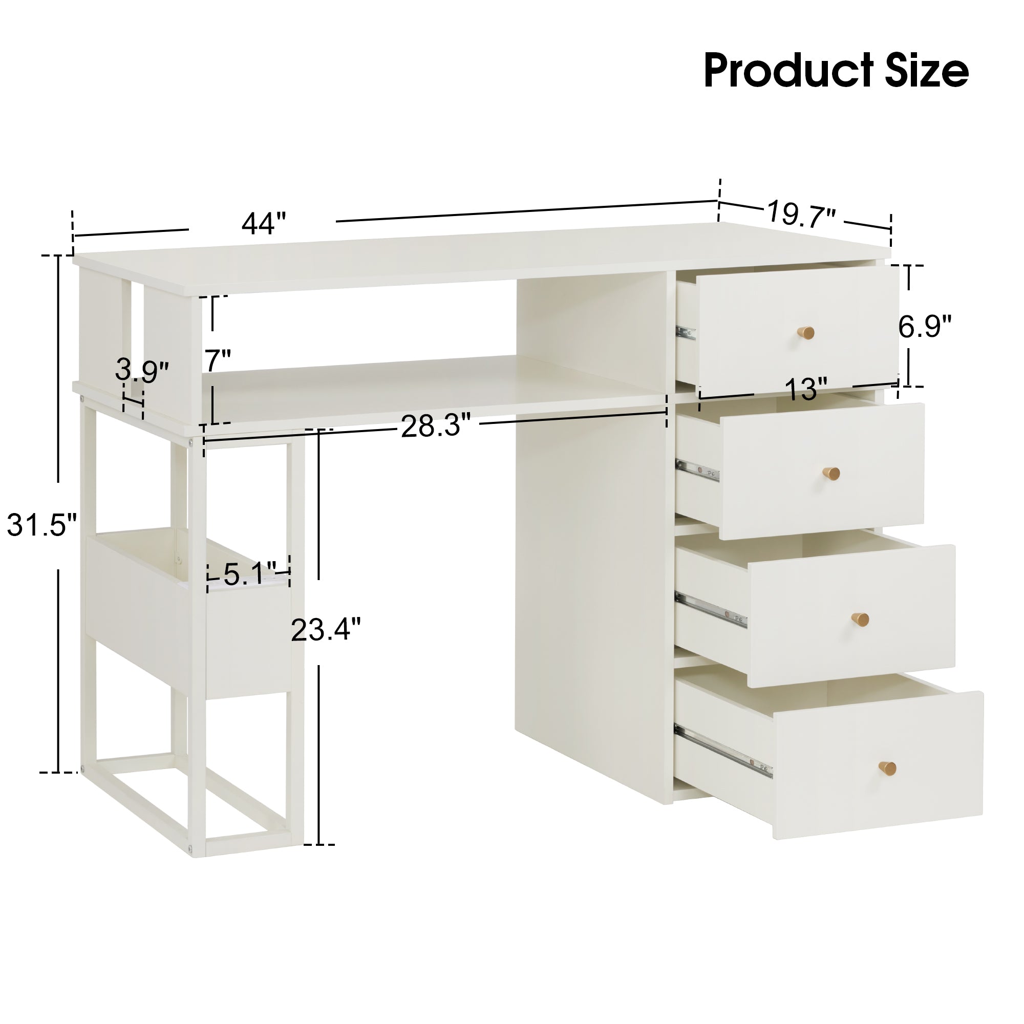 Cream White Nail Tech Desk with Built-In Storage, AC Outlets & USB Ports, Modern Manicure Equipment 2993