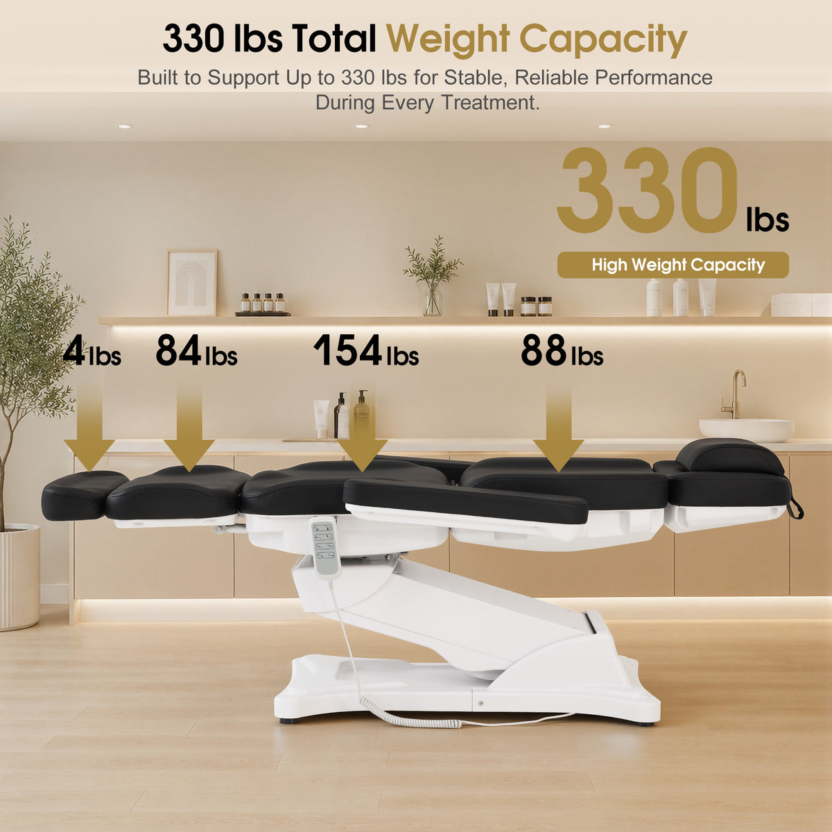 BarberPub 4 Motors Electric Tattoo Chair, Rotating Esthetician Bed 2904