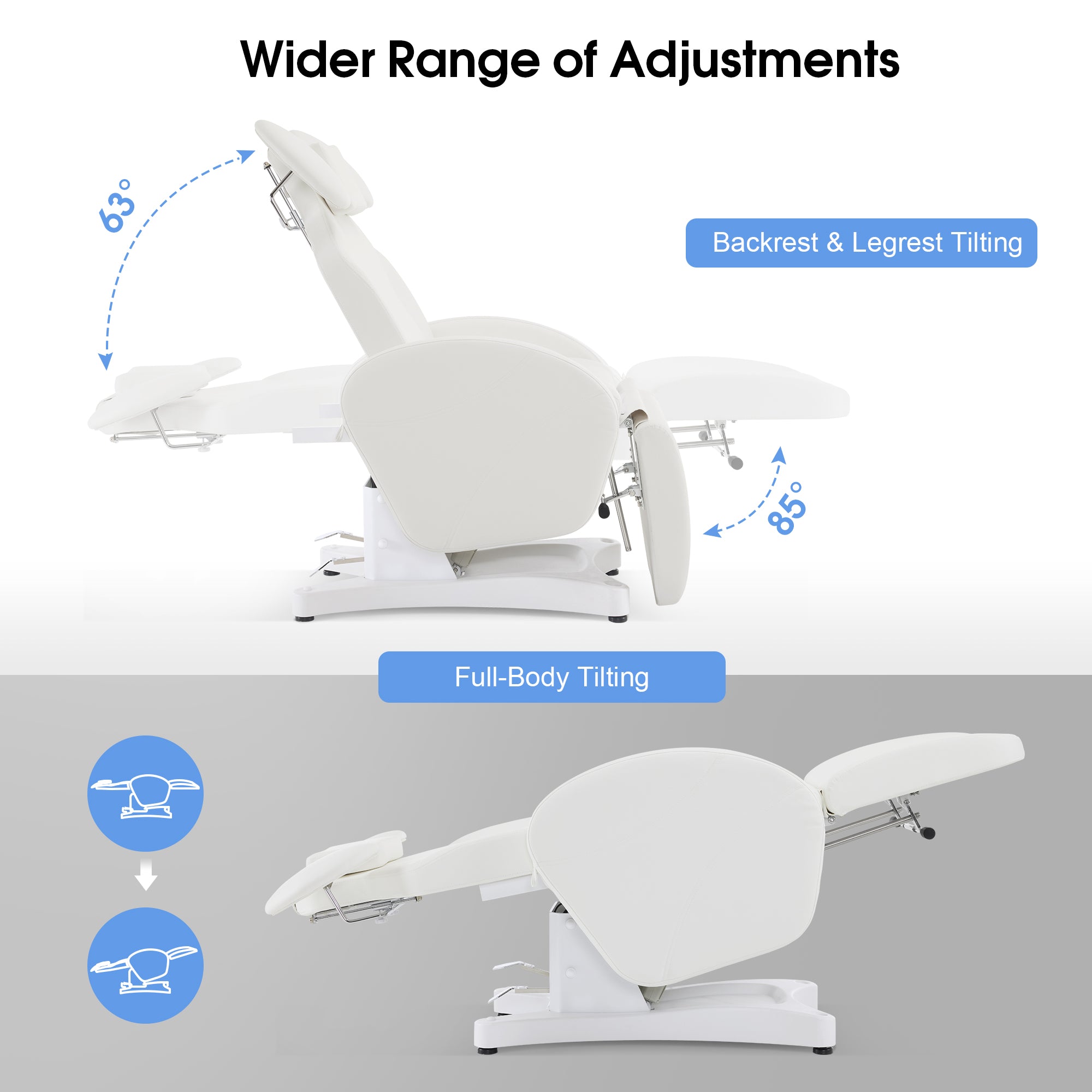 BarberPub Electric Esthetician Bed, Ergonomic Facial Massage Table with 1 Motor, 330 lbs Capacity 2114