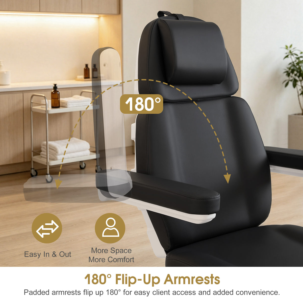 BarberPub 4 Motors Electric Tattoo Chair, Rotating Esthetician Bed 2904