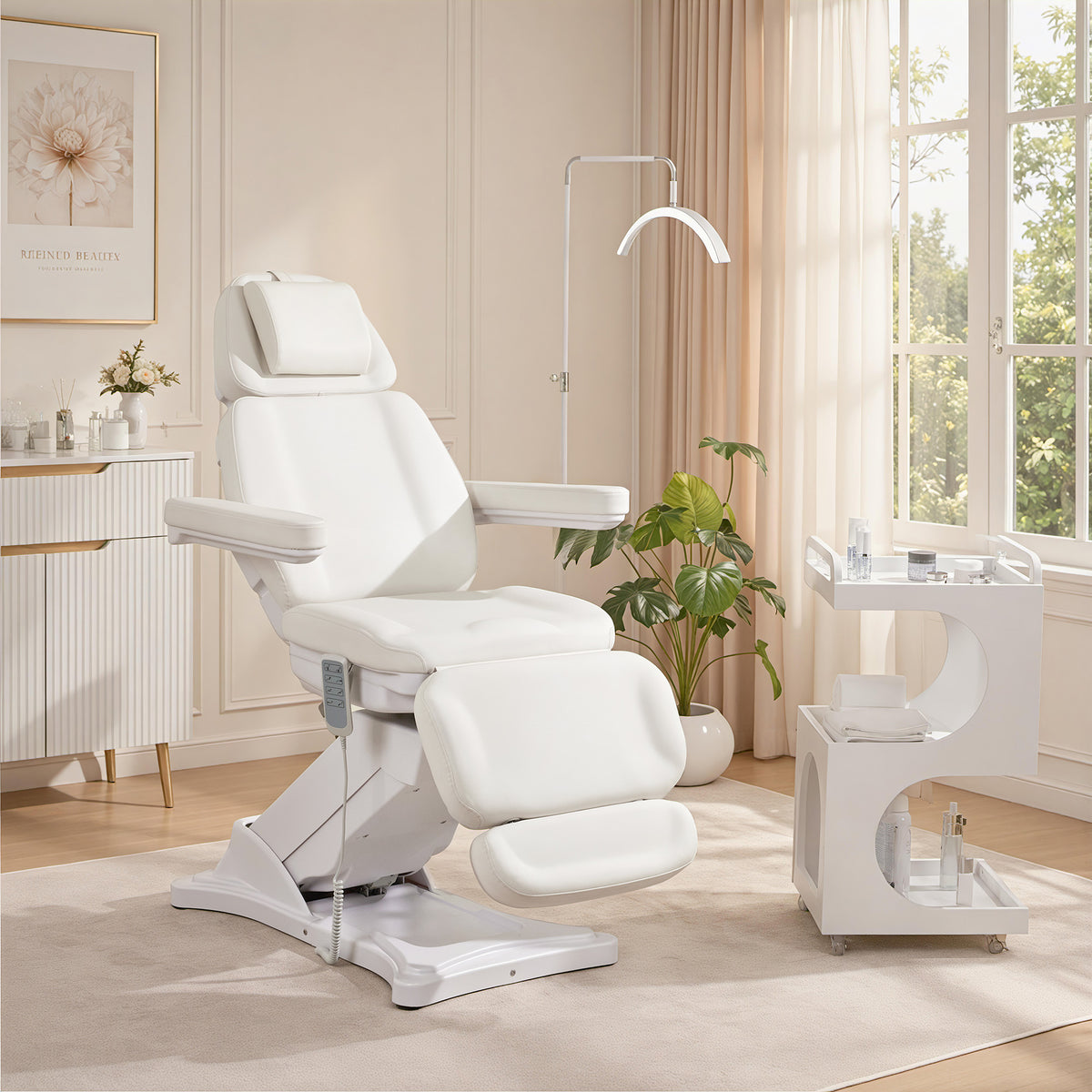 BarberPub 4 Motors Electric Tattoo Chair, Rotating Esthetician Bed 2904