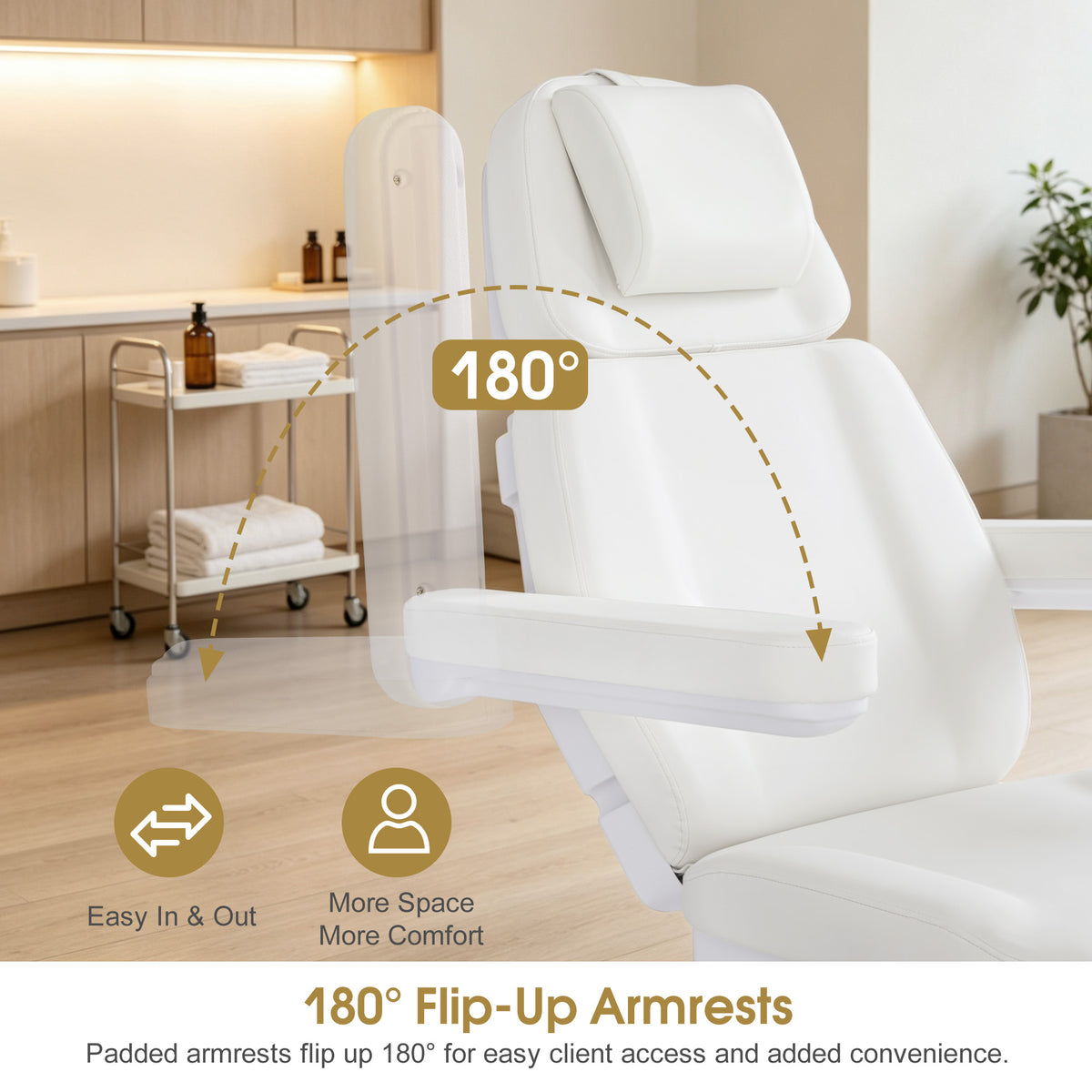 BarberPub 4 Motors Electric Tattoo Chair, Rotating Esthetician Bed 2904