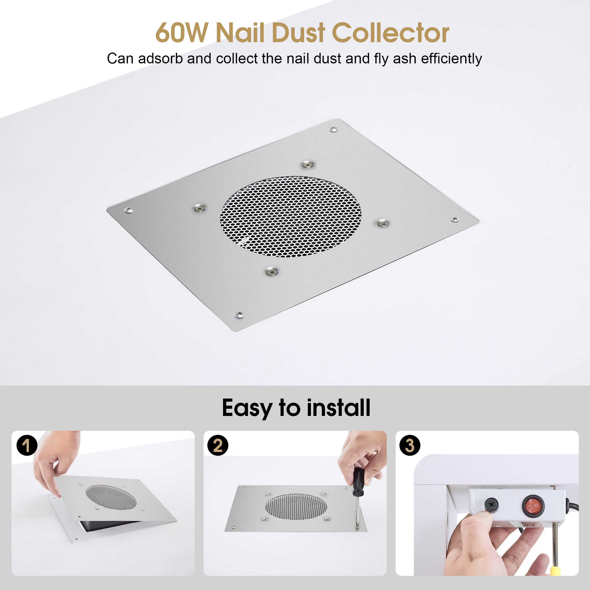 Nail Storage Table with 60W Embedded Nail Vacuum Cleaner, Beauty Manicure Workstation VC229