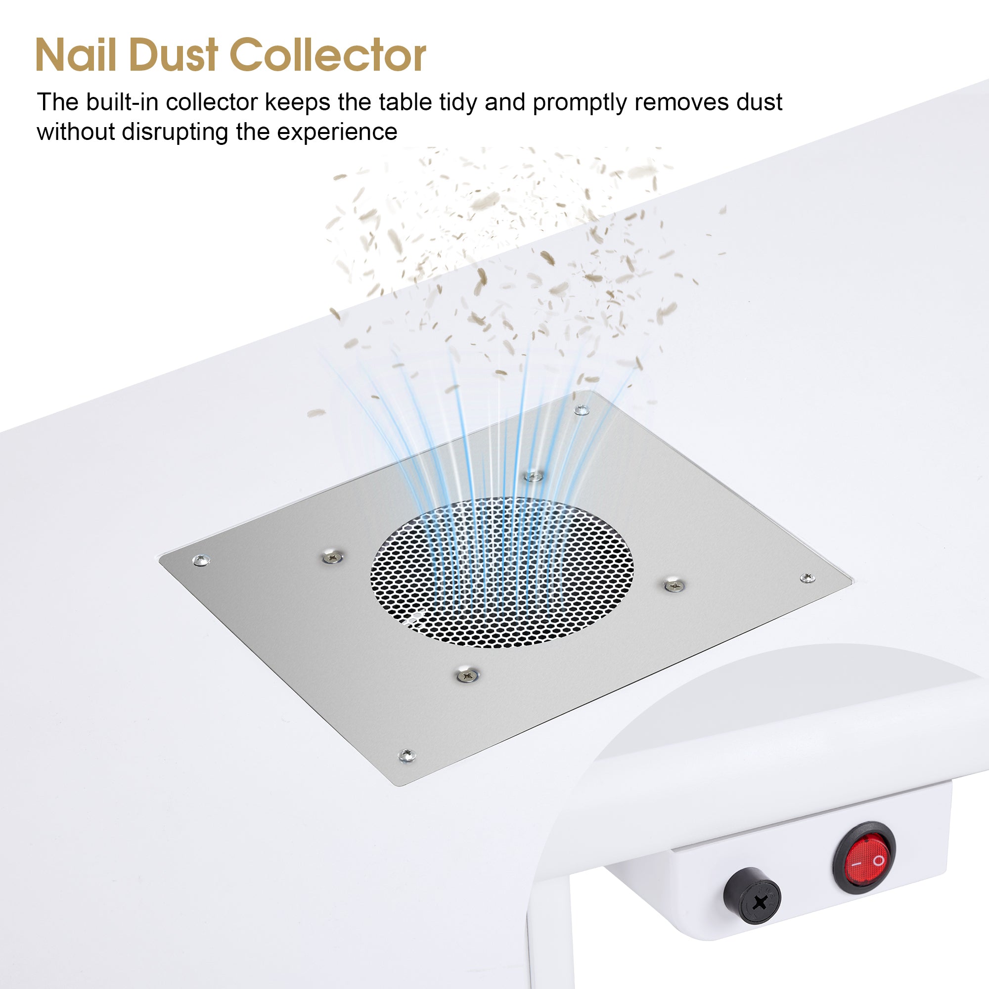 BarberPub Manicure Desk with Electric Dust Collector, Nail Art Table for Storage VC258