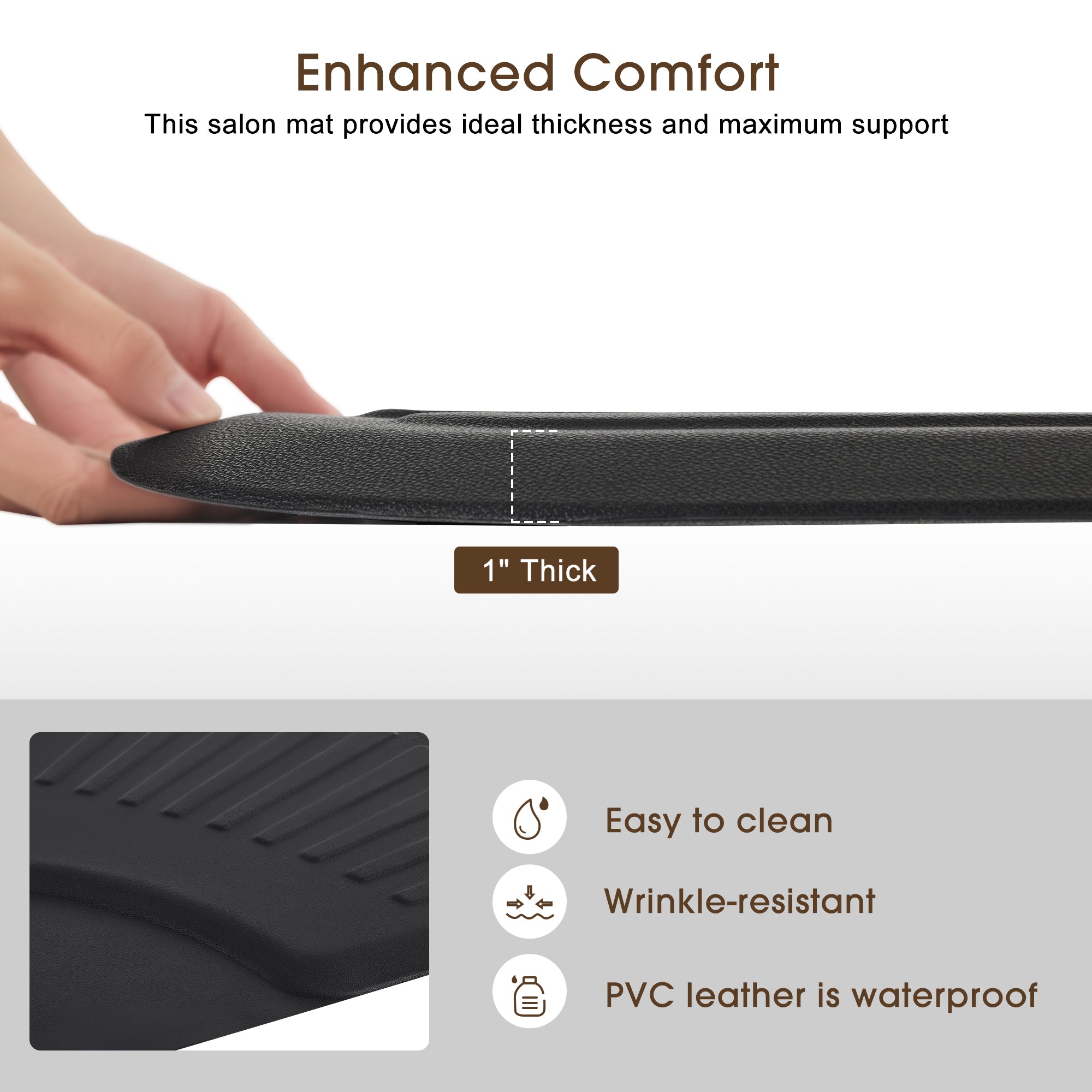 Barber Chair 8334 & Anti-Fatigue Mat 0085 Set - Hydraulic Reclining Barber Chair with Ergonomic Comfort Mat, Ideal for Barbers & Stylist