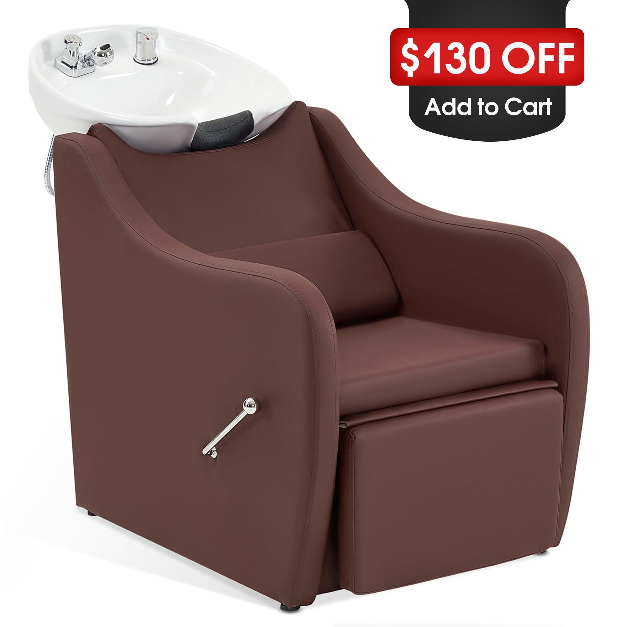 BarberPub Backwash Salon Shampoo Chair, Ceramic Shampoo Bowl for Barbershop 9090