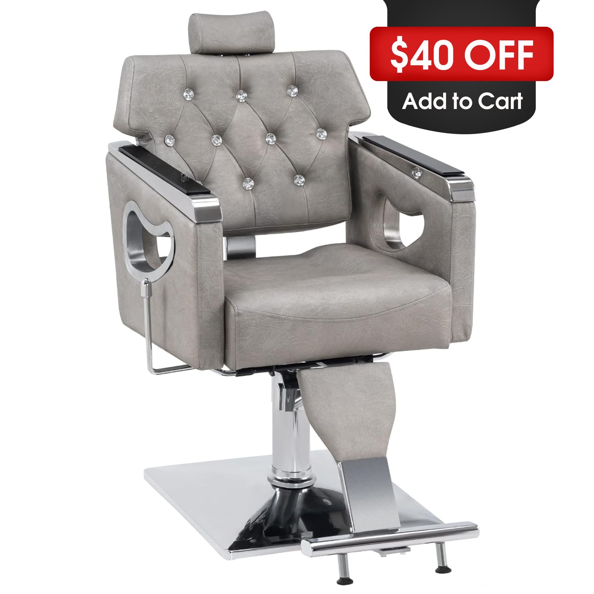 BarberPub Reclining Barber Chair for Hair Stylist, Hair Beauty Spa Salon Chair 8132