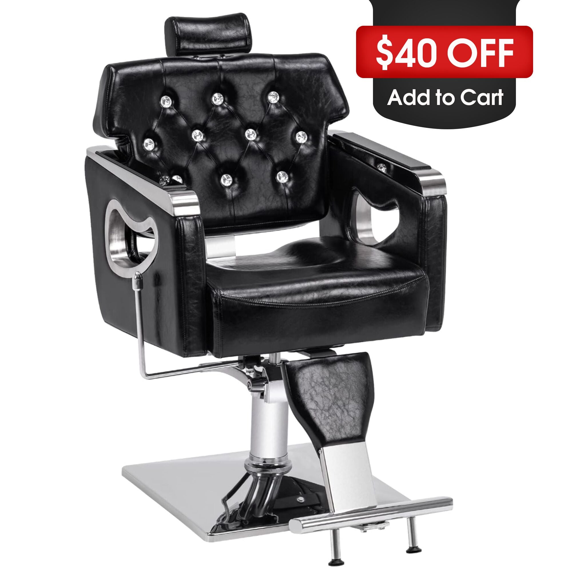BarberPub Reclining Barber Chair for Hair Stylist, Hair Beauty Spa Salon Chair 8132